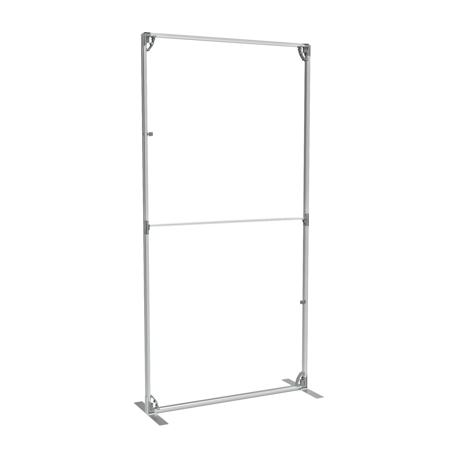 One of the two 1m x 2m frames with crossbar and feet, shown without graphic