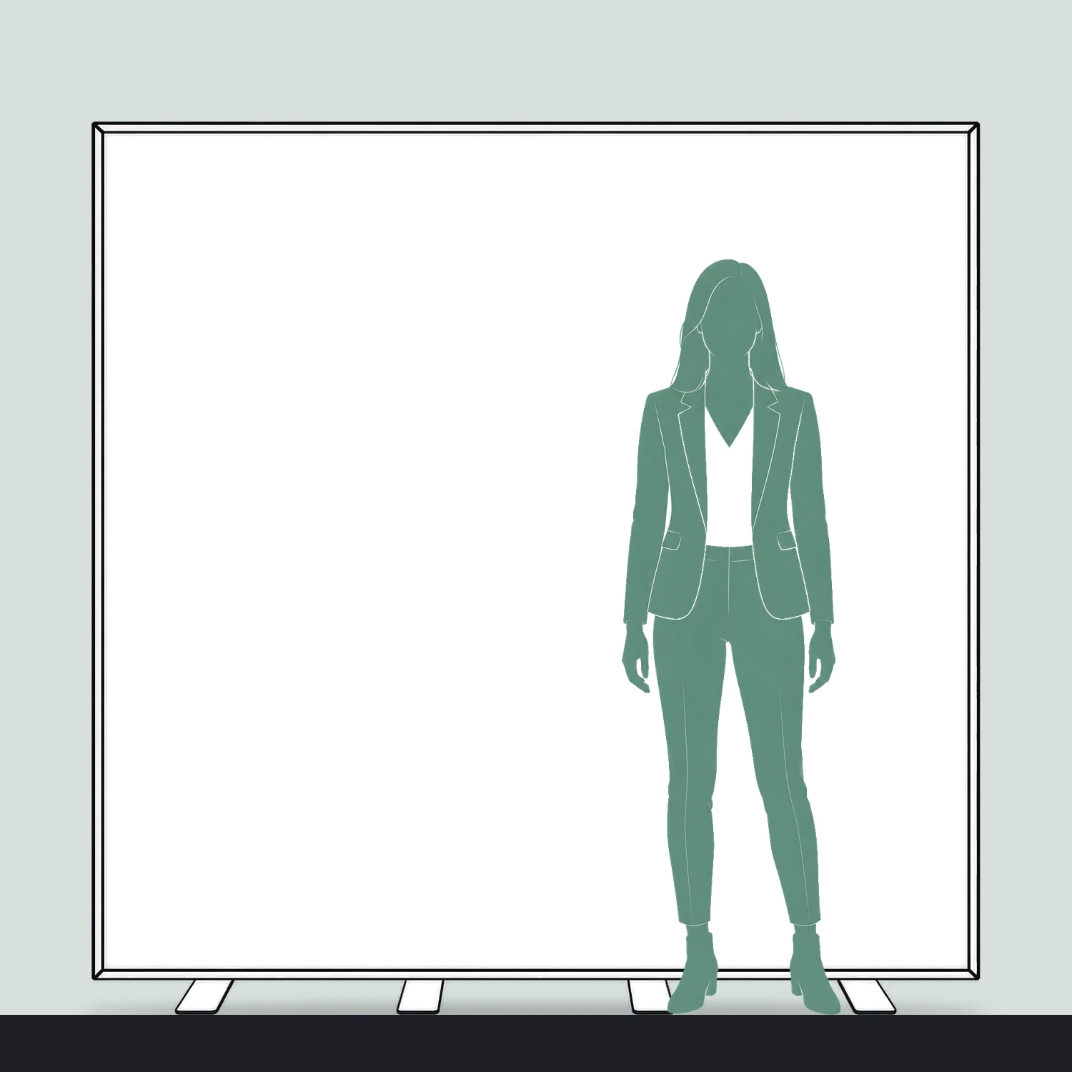 2m x 2m Illumigo Portable LED Lightbox Wall size compared with a person