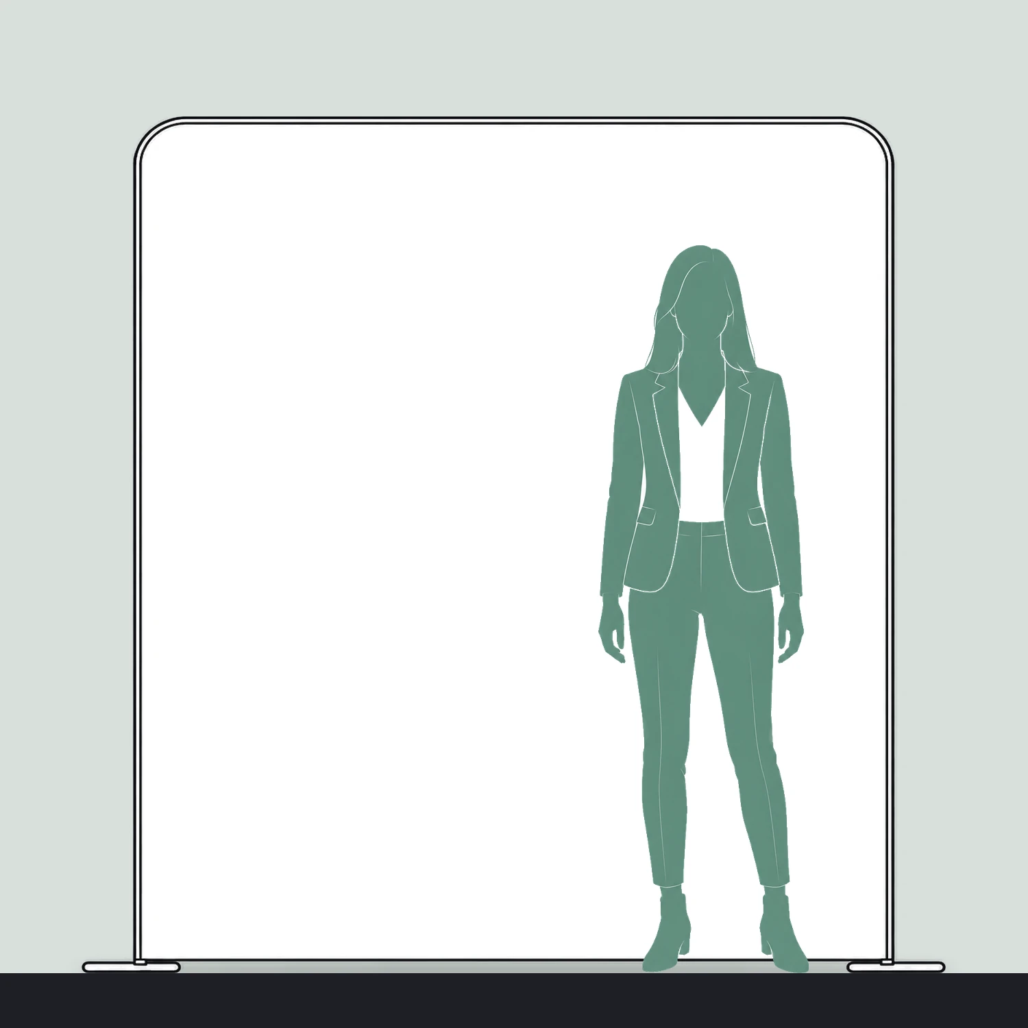 2m x 2m Modulate Modular Fabric Wall with Rounded Corners size compared with a person