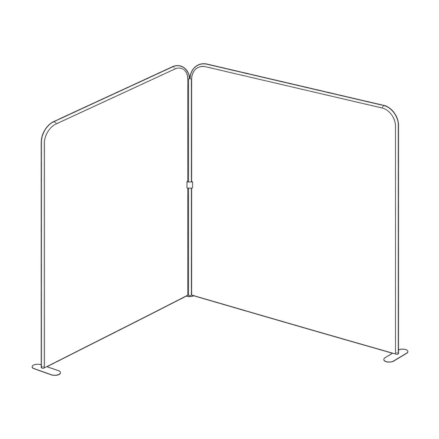 2m x 2m Stretch Fabric Wall Set - Back Wall and One Side Wall line drawing
