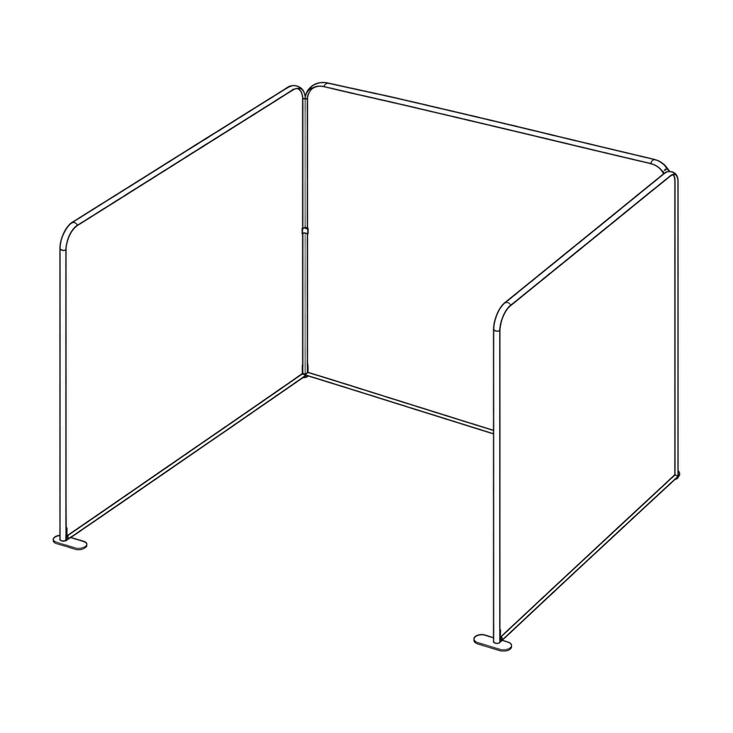 2m x 2m Stretch Fabric Wall Set - Back Wall and Two Side Walls line drawing