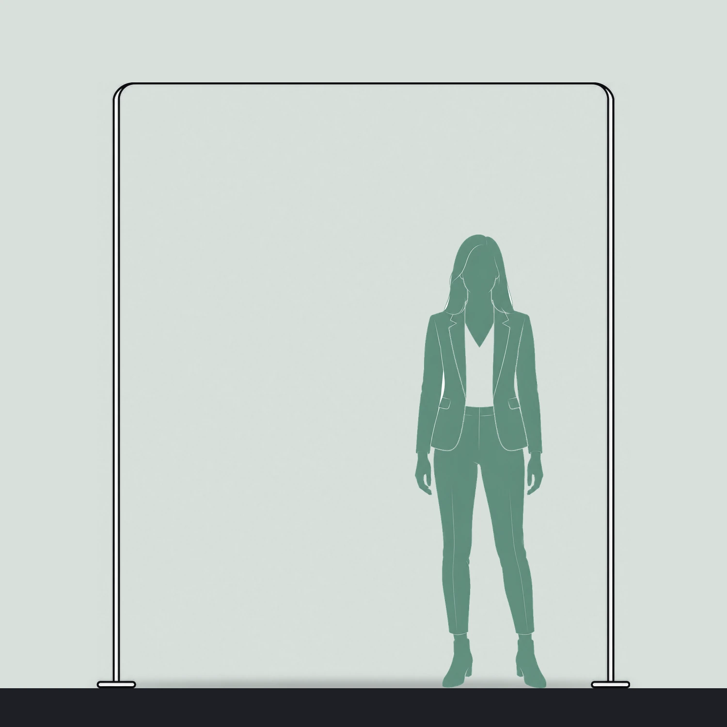 2m x 2m Stretch Fabric Wall Set - Back Wall and Two Side Walls size compared with a person
