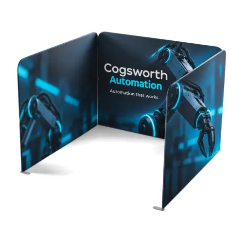 2m x 2m Stretch Fabric Wall Set - Back Wall and Two Side Walls with example artwork