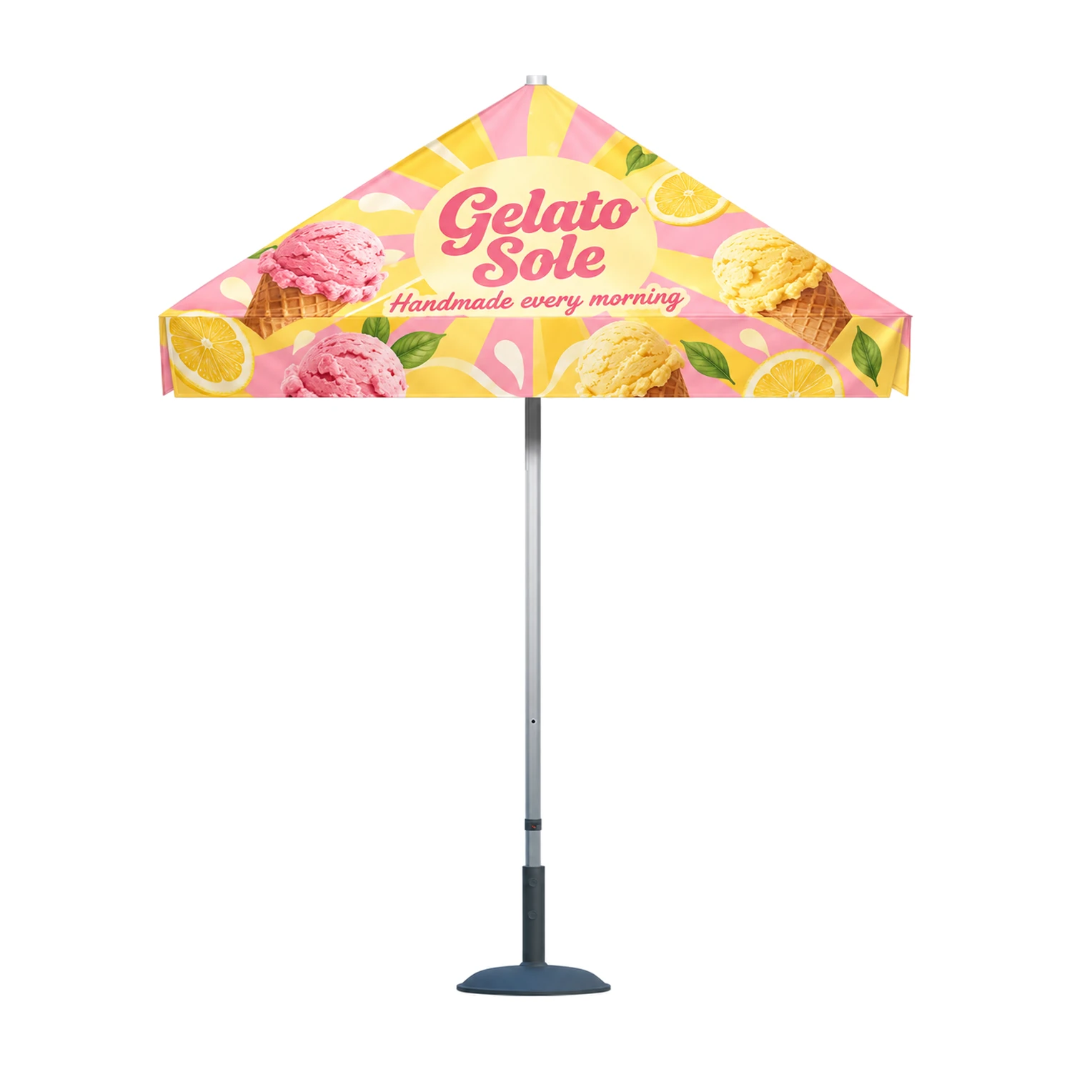 2m x 2m Zoom Printed Square Parasol with example artwork