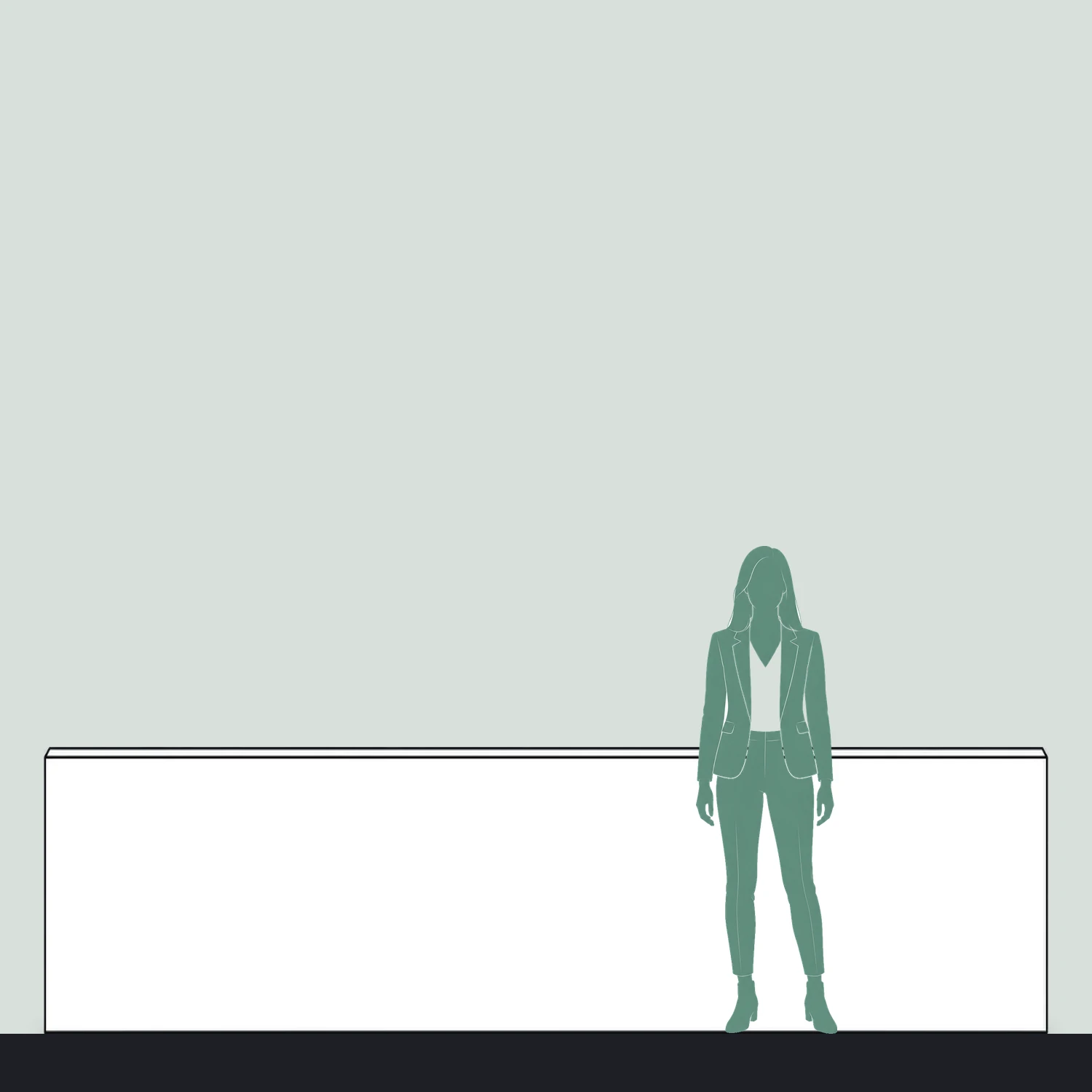 3.5m x 1m Illuminova LED Hanging Lightbox size compared with a person