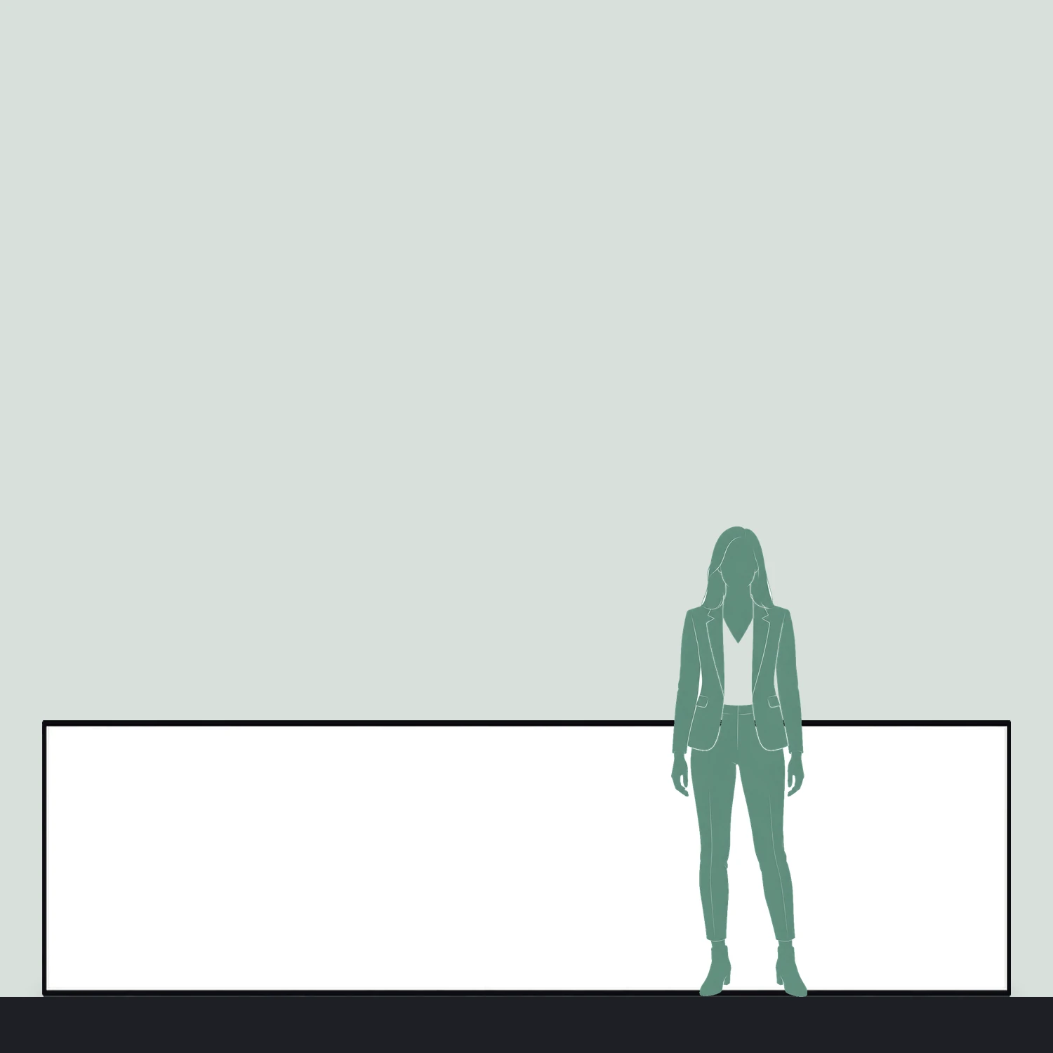 3.5m x 2.5m x 1m Formulate Rectangular Hanging Banner size compared with a person