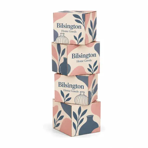 300mm Cardboard Stacking Cubes - Set of 4, shown with example artwork