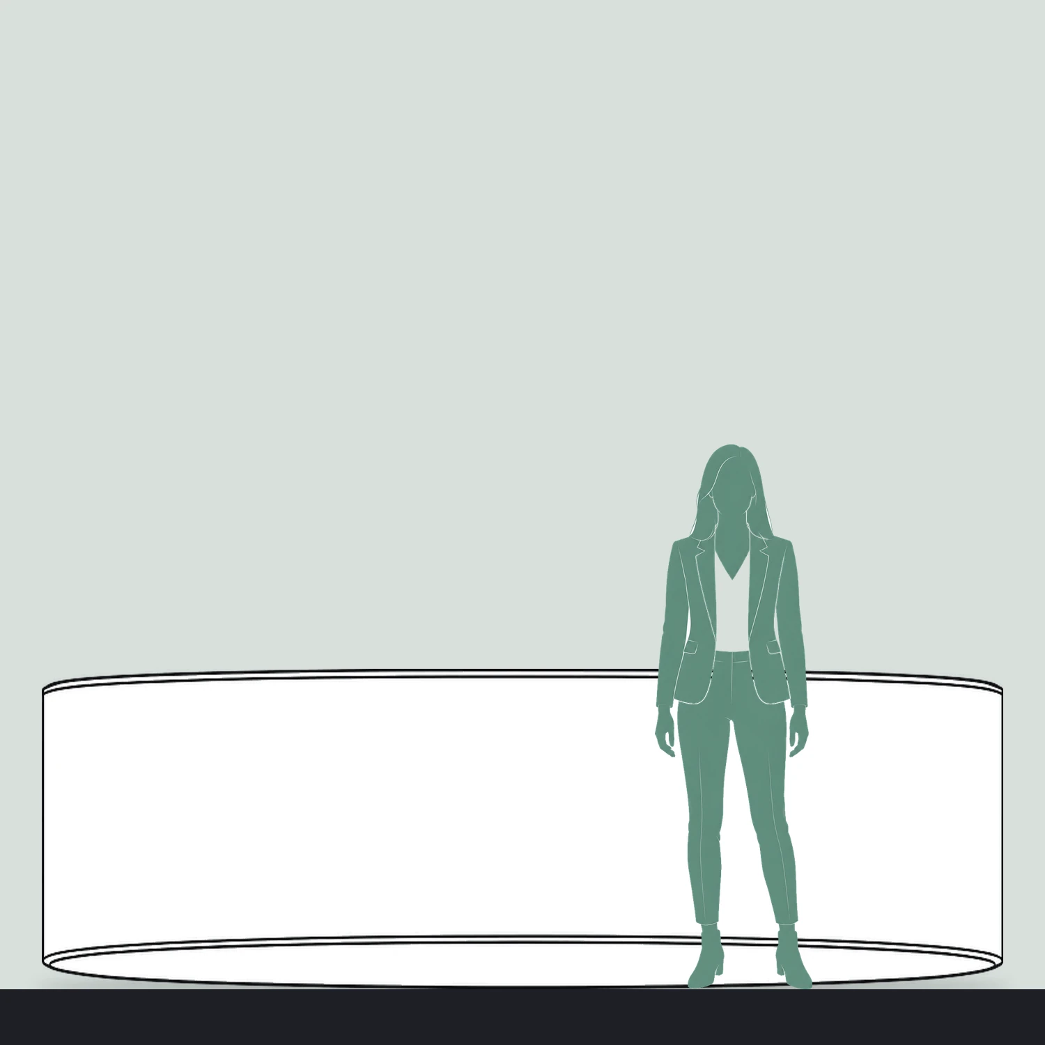 3m x 1m Formulate Circular Hanging Banner size compared with a person