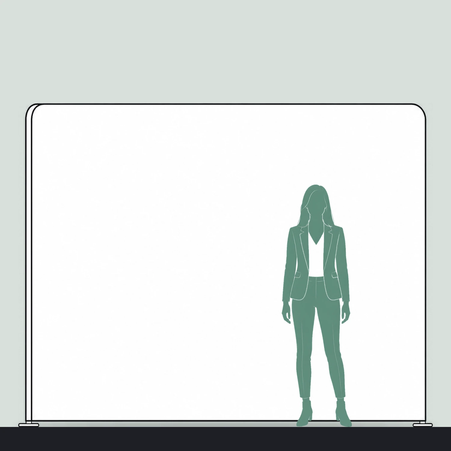 3m x 1m Stretch Fabric Wall Set - Back Wall and One Side Wall size compared with a person