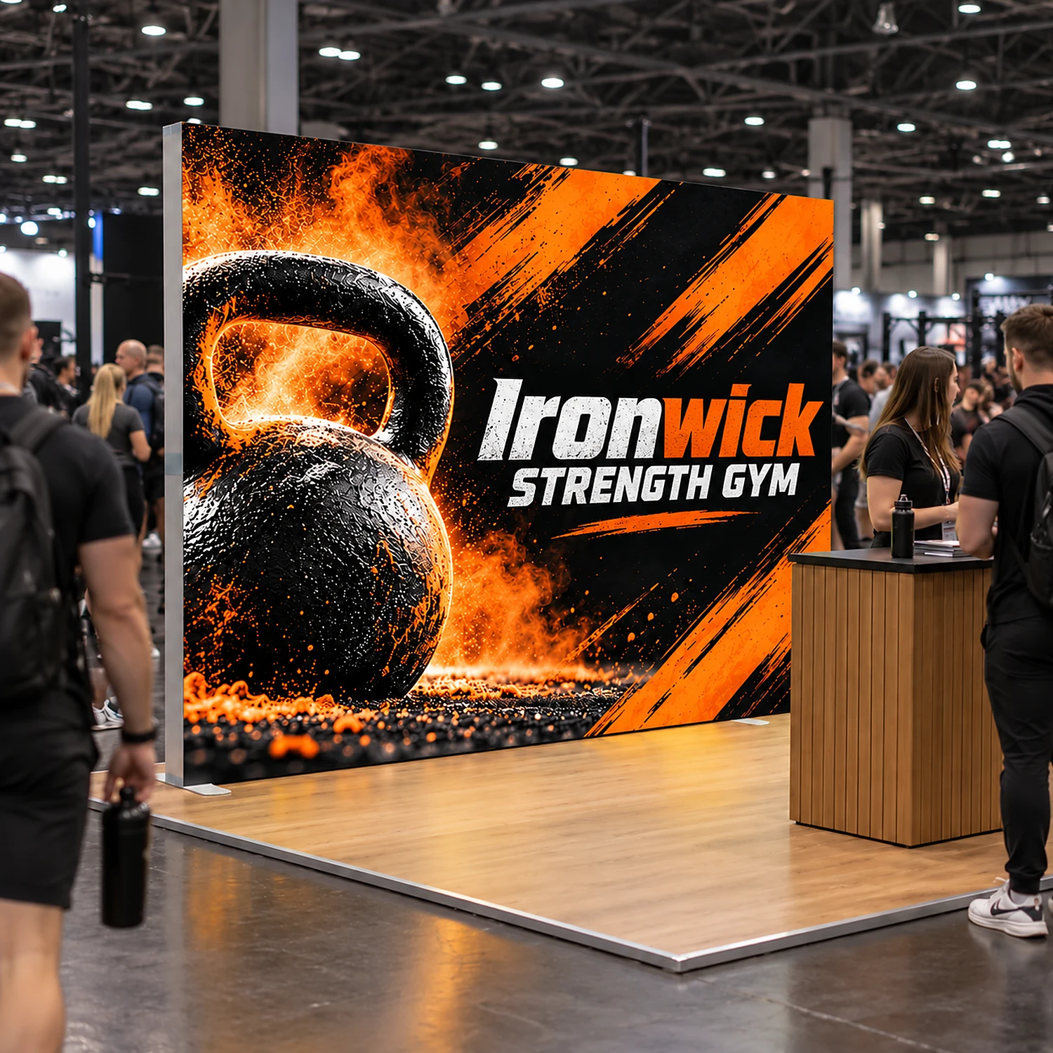 3m x 2.4m Freestanding LED Lightbox Display - Double-Sided, shown with example artwork