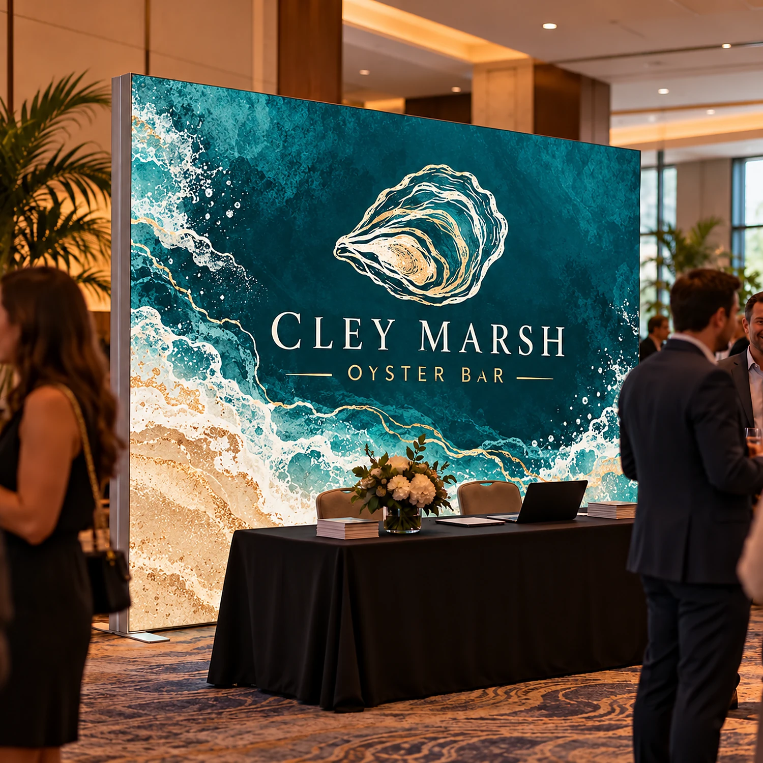 3m x 2.4m Freestanding LED Lightbox Display - Double-Sided, shown with example artwork