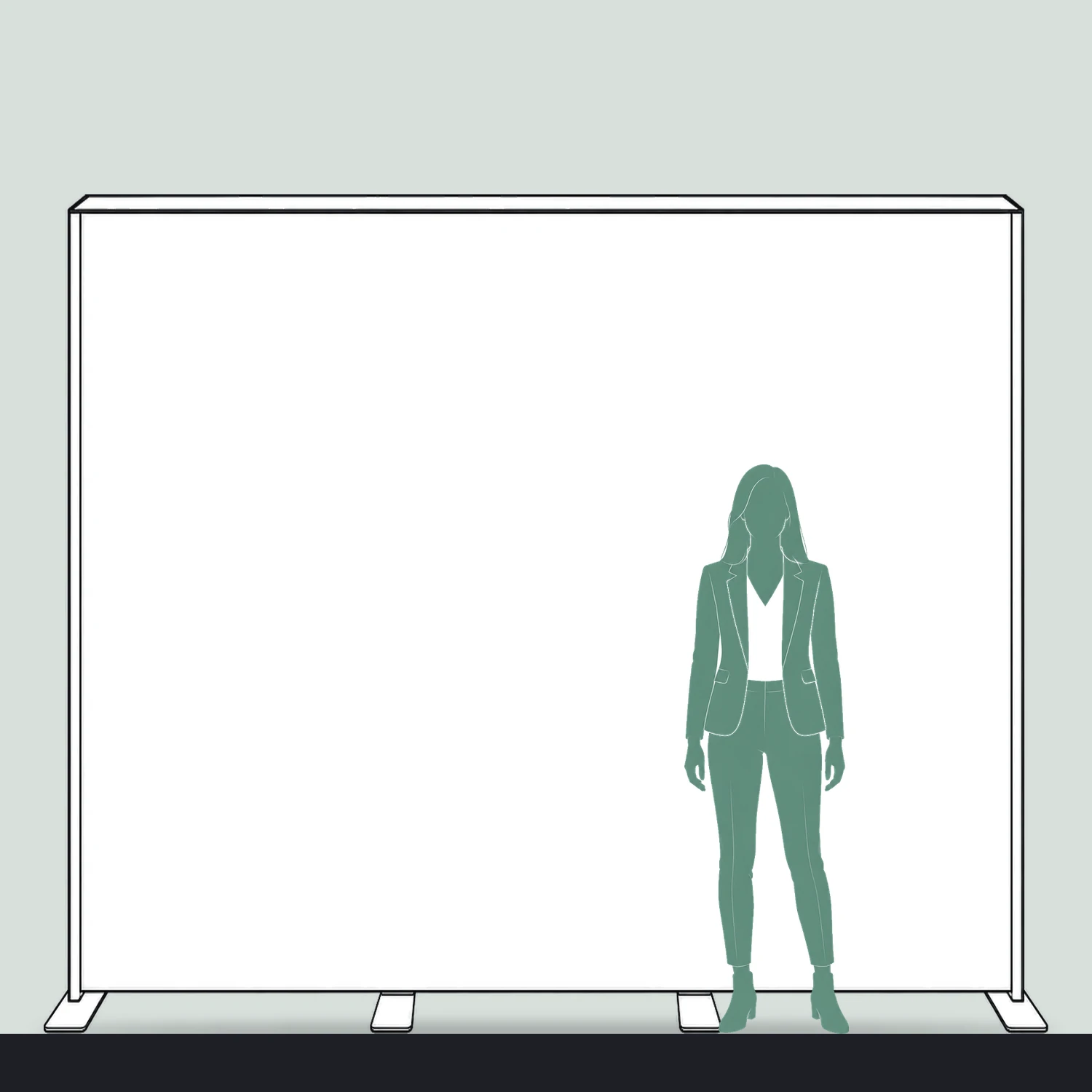 3m x 2.5m Illuminova Freestanding LED Lightbox Wall size compared with a person