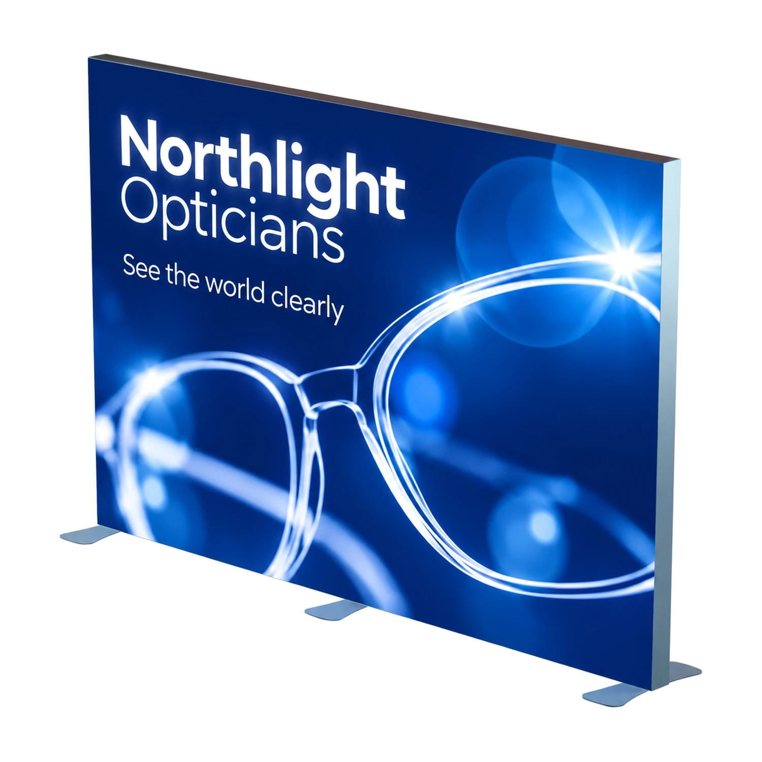 3m x 2m Illuminova Freestanding LED Lightbox Wall with example artwork