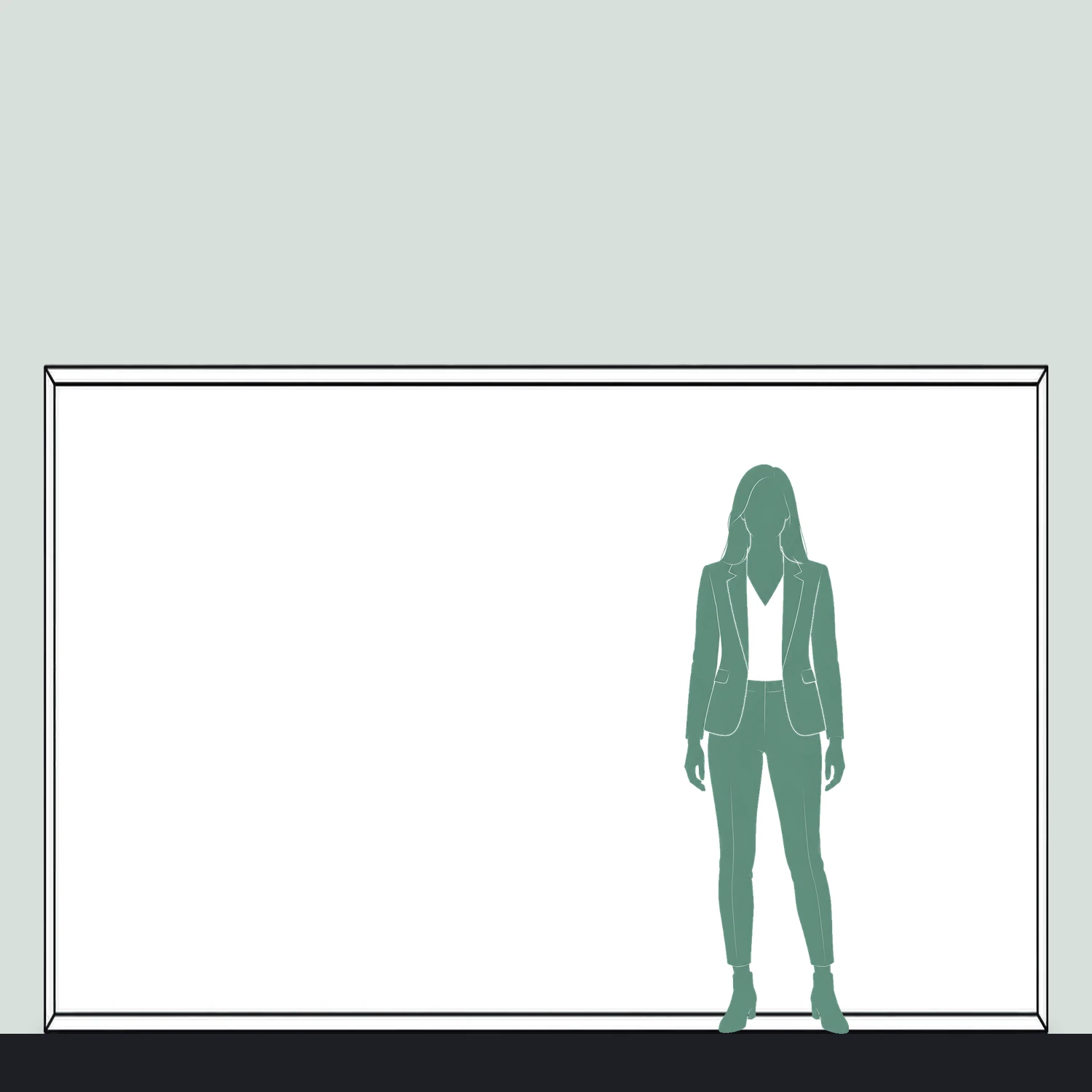 3m x 2m Illuminova Wall Mounted SEG Lightbox size compared with a person