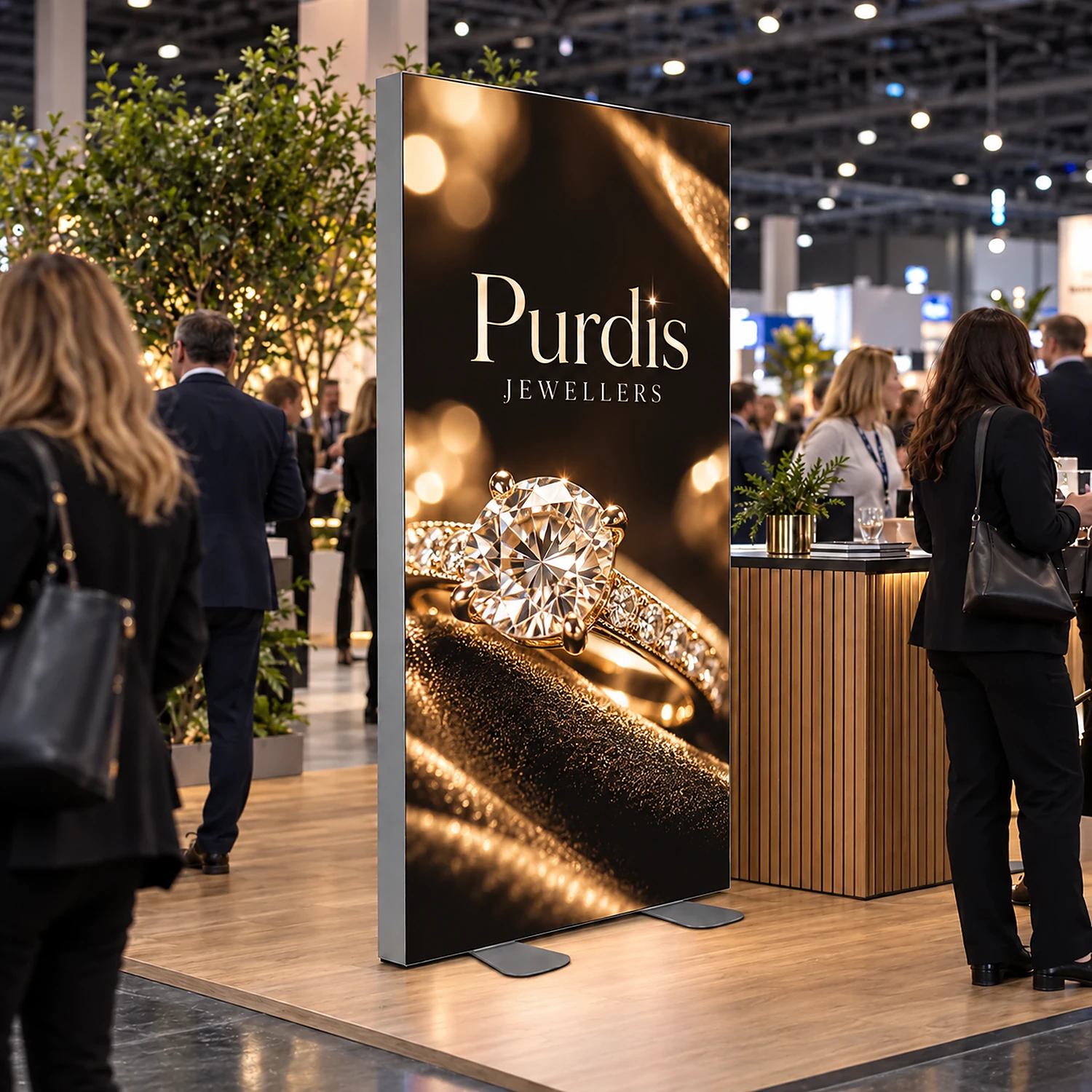 3m x 2m Premium Freestanding LED Lightbox - Double-Sided, shown with example artwork