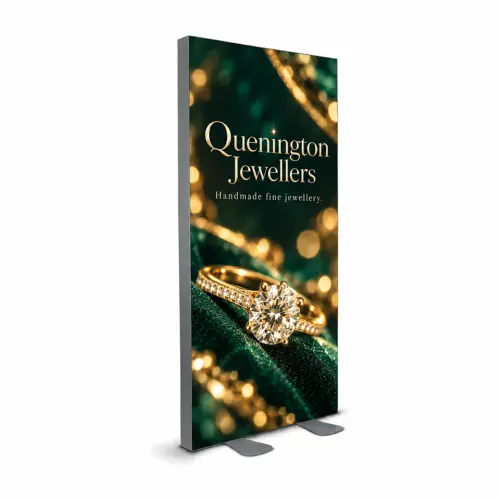 3m x 2m Premium Freestanding LED Lightbox - Double-Sided, shown with example artwork