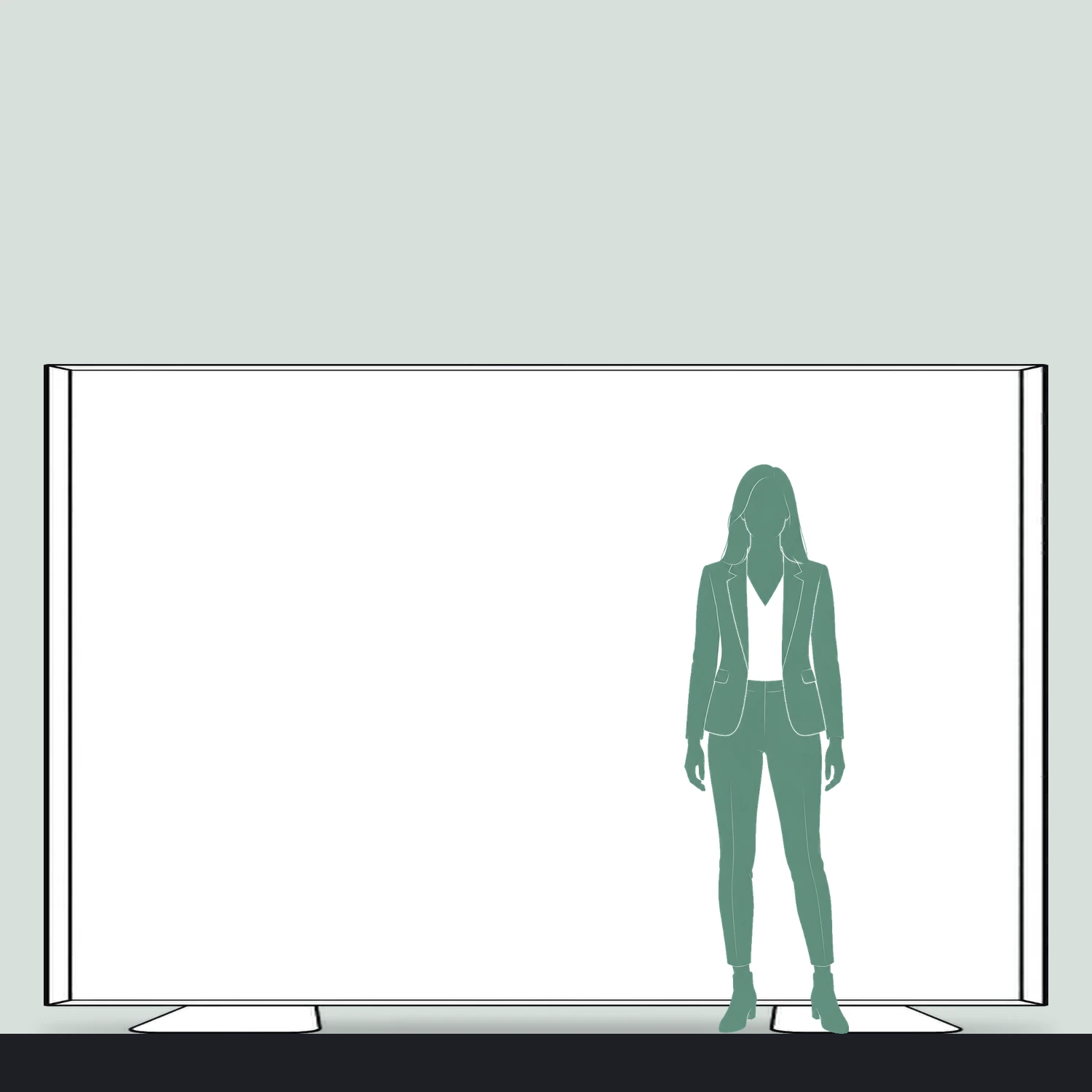 3m x 2m Premium Freestanding LED Lightbox size compared with a person