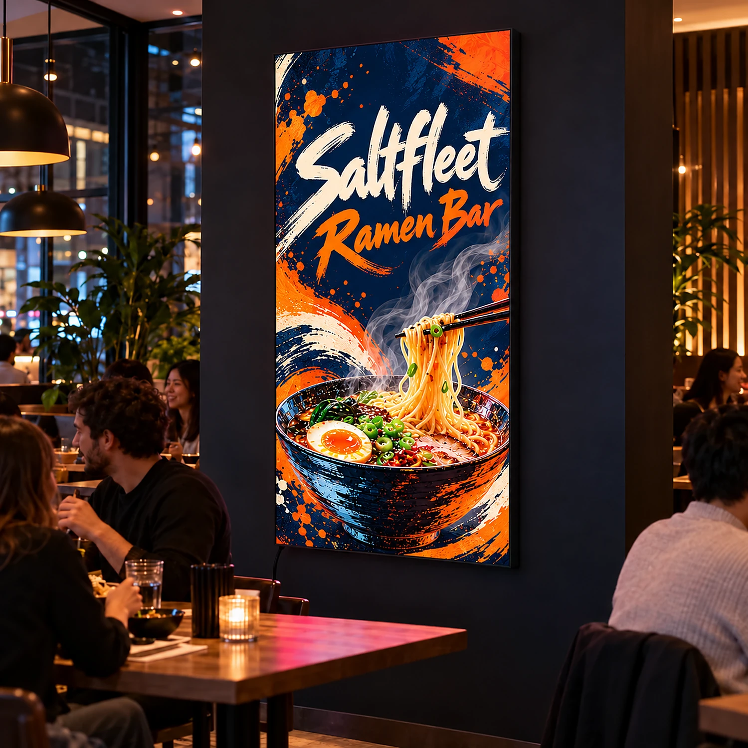 3m x 2m Wall Mounted LED Lightbox, shown with example artwork