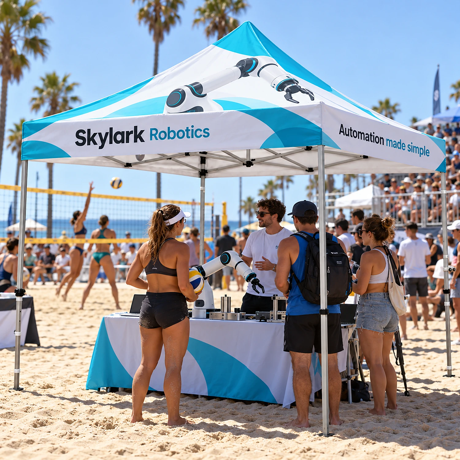 3m x 3m printed gazebo in use at a beach event