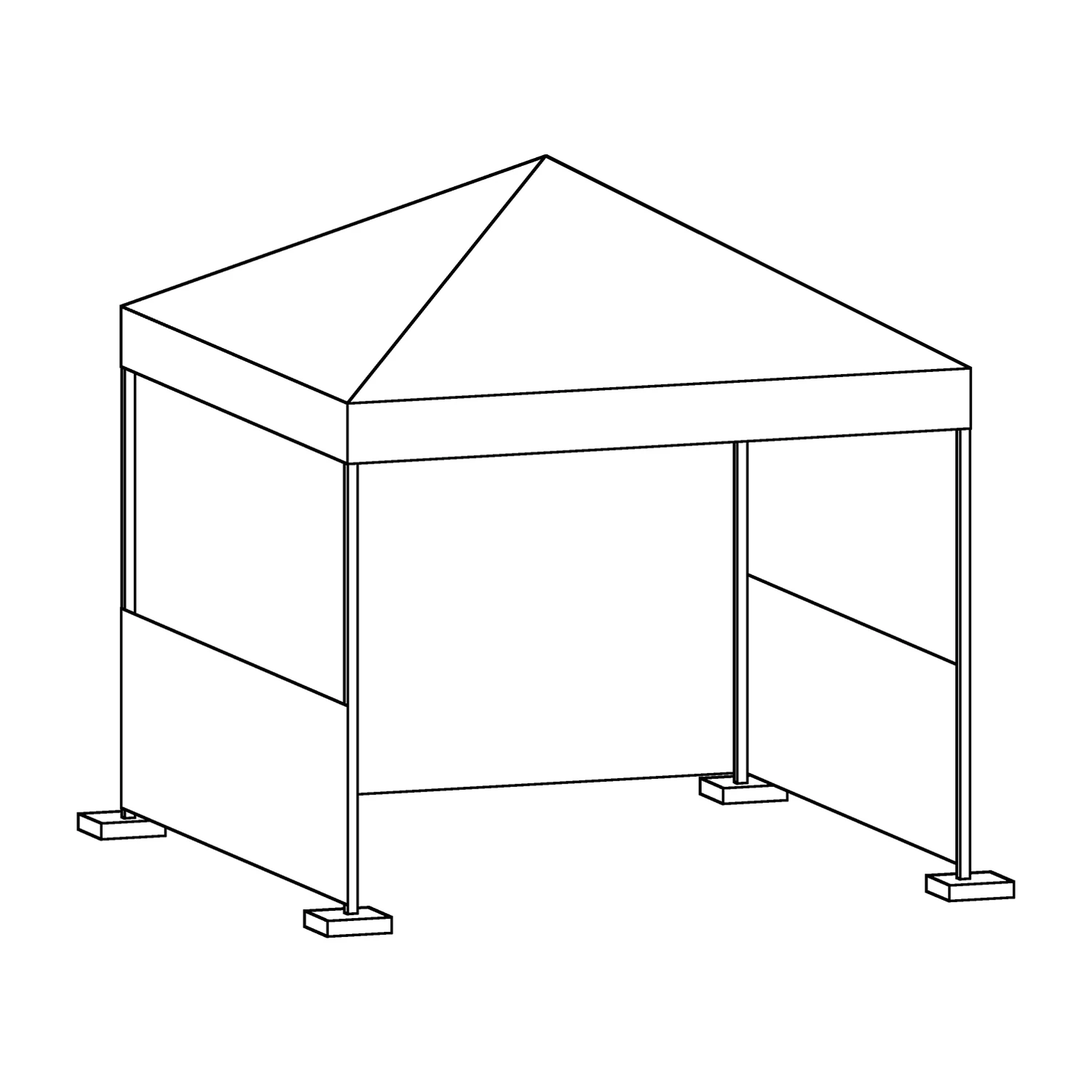 3m x 3m Printed Gazebo Event Kit with Walls and Weights line drawing
