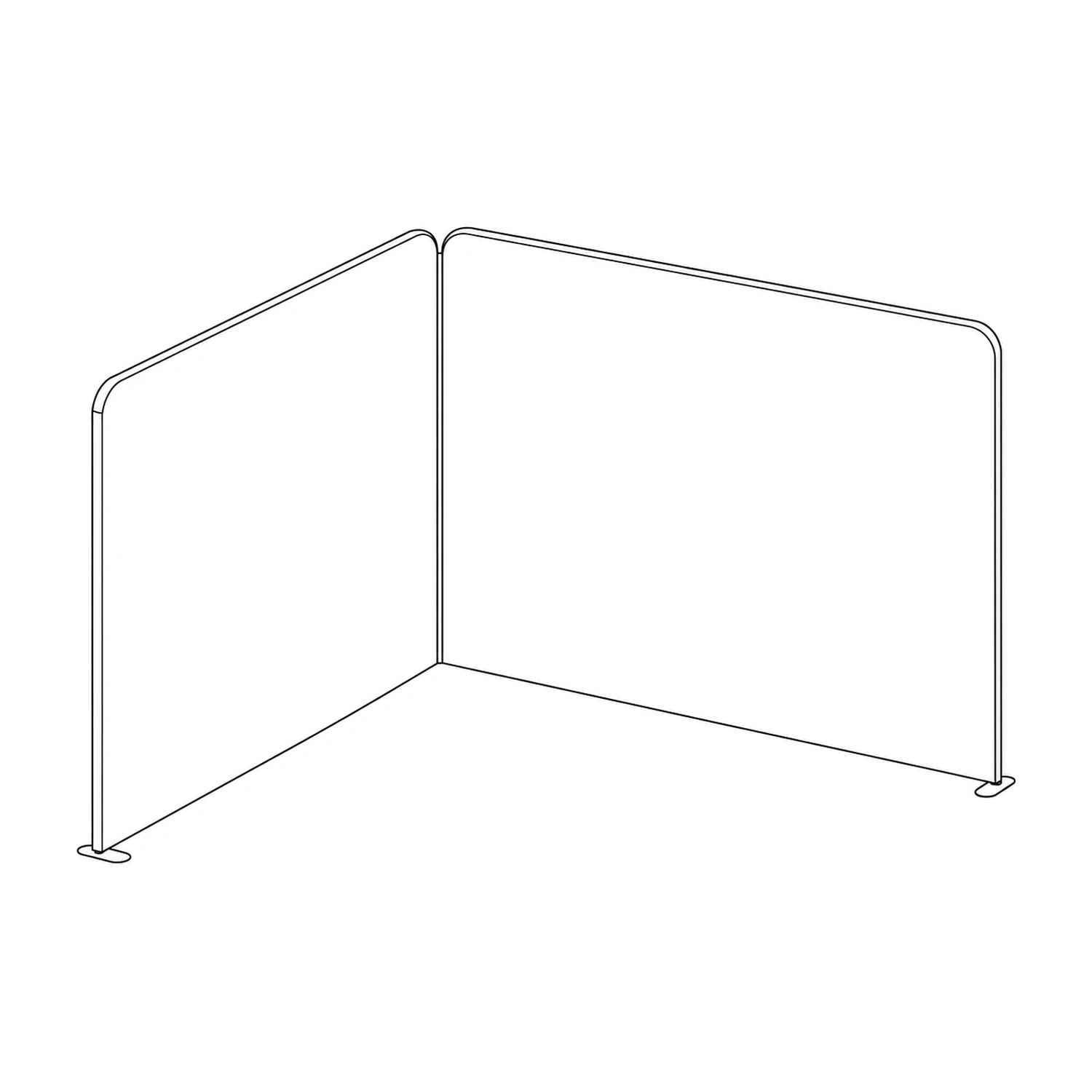 3m x 3m Stretch Fabric Wall Set - Back Wall and One Side Wall line drawing