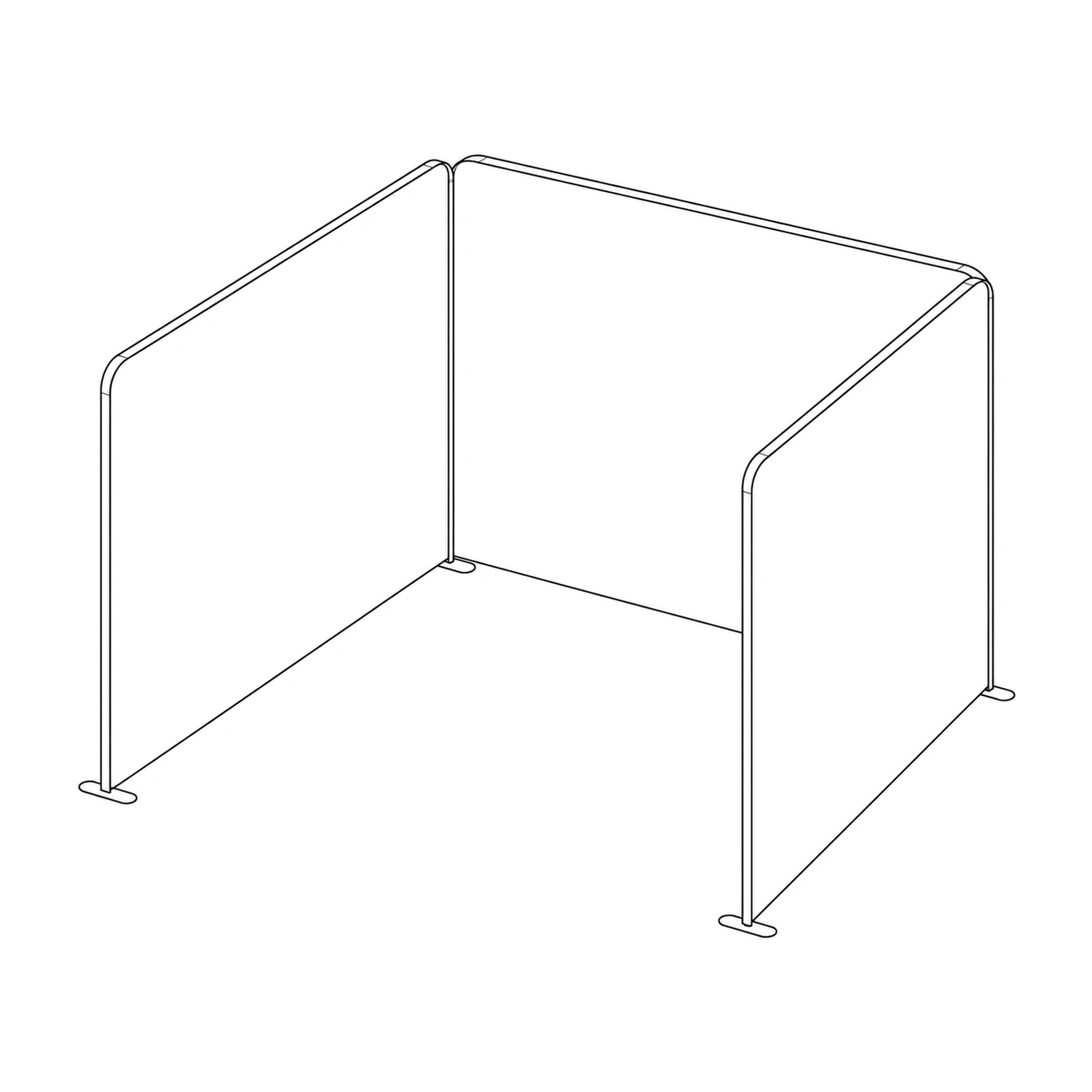 3m x 3m Stretch Fabric Wall Set - Back Wall and Two Side Walls line drawing