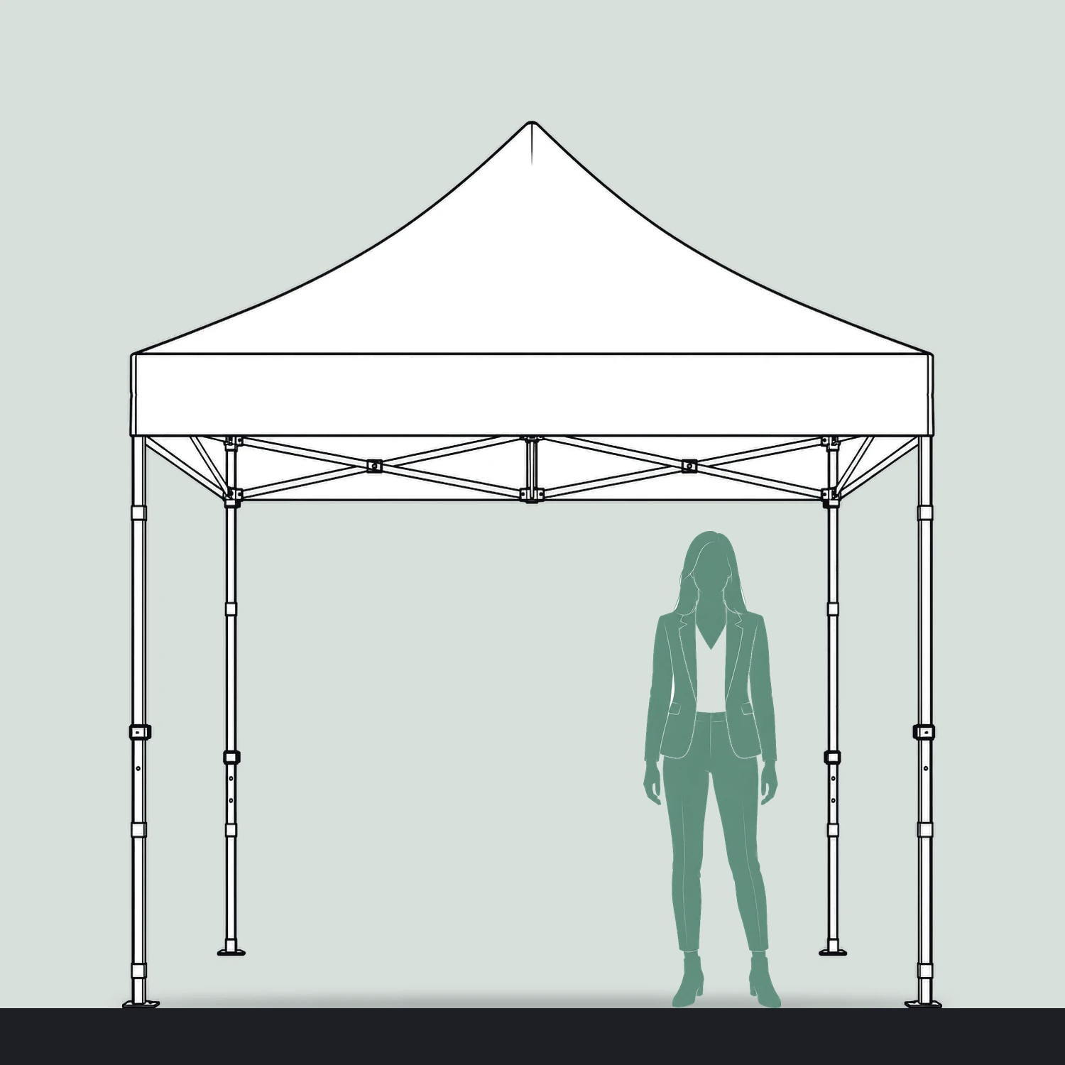 3m x 3m Zoom Printed Gazebo size compared with a person