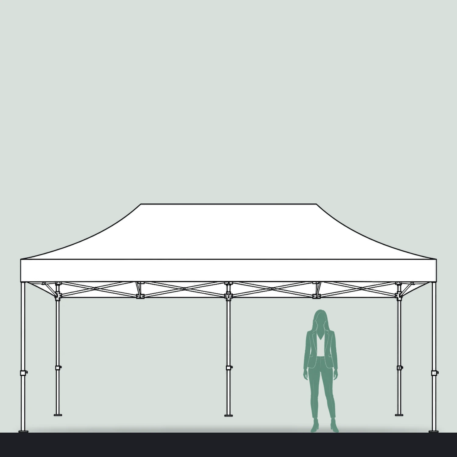 3m x 6m Zoom Printed Gazebo size compared with a person