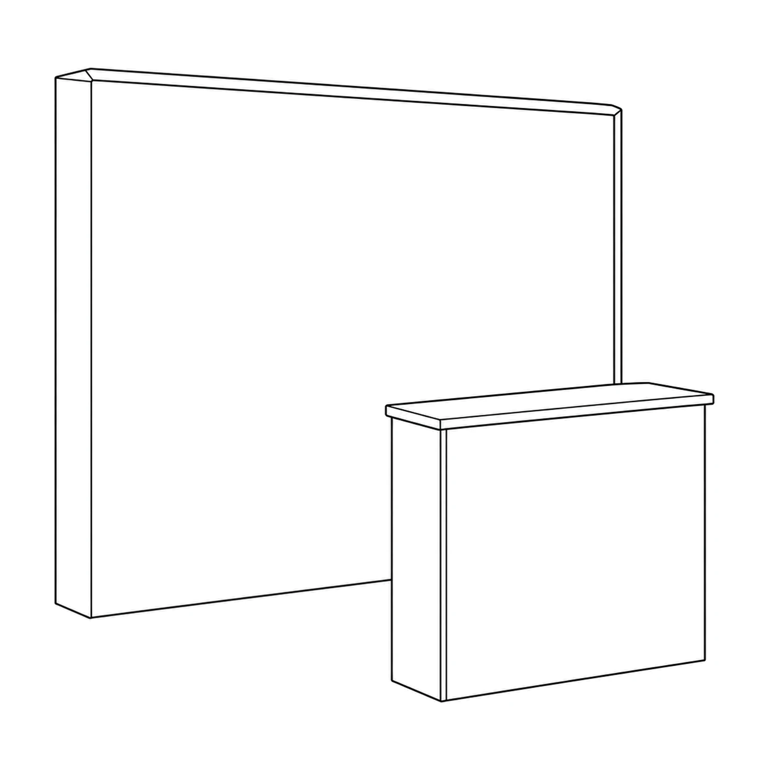 3x3 Hop-up Fabric Pop Up Stand and Counter Kit line drawing
