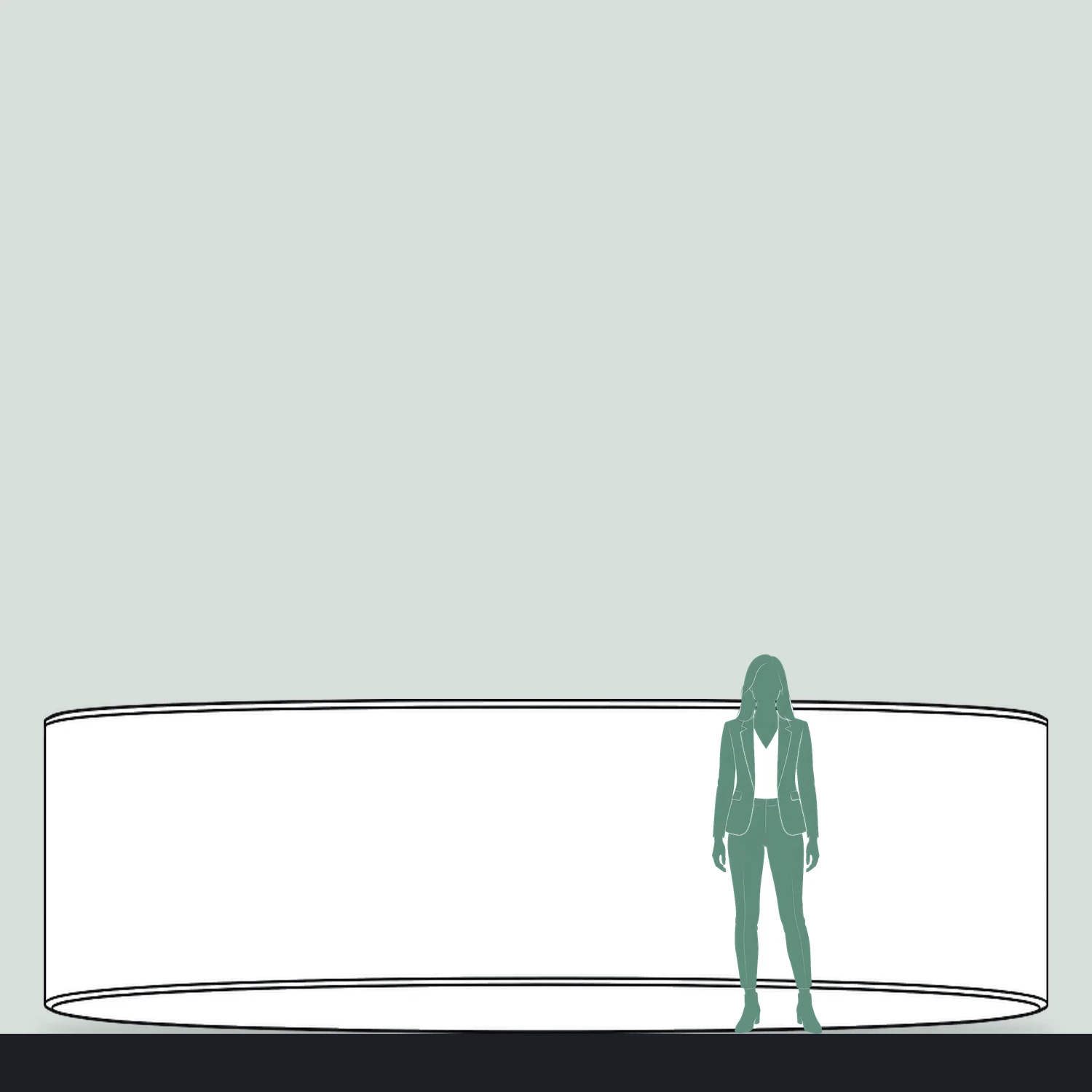 4.5m x 1.5m Formulate Circular Hanging Banner size compared with a person