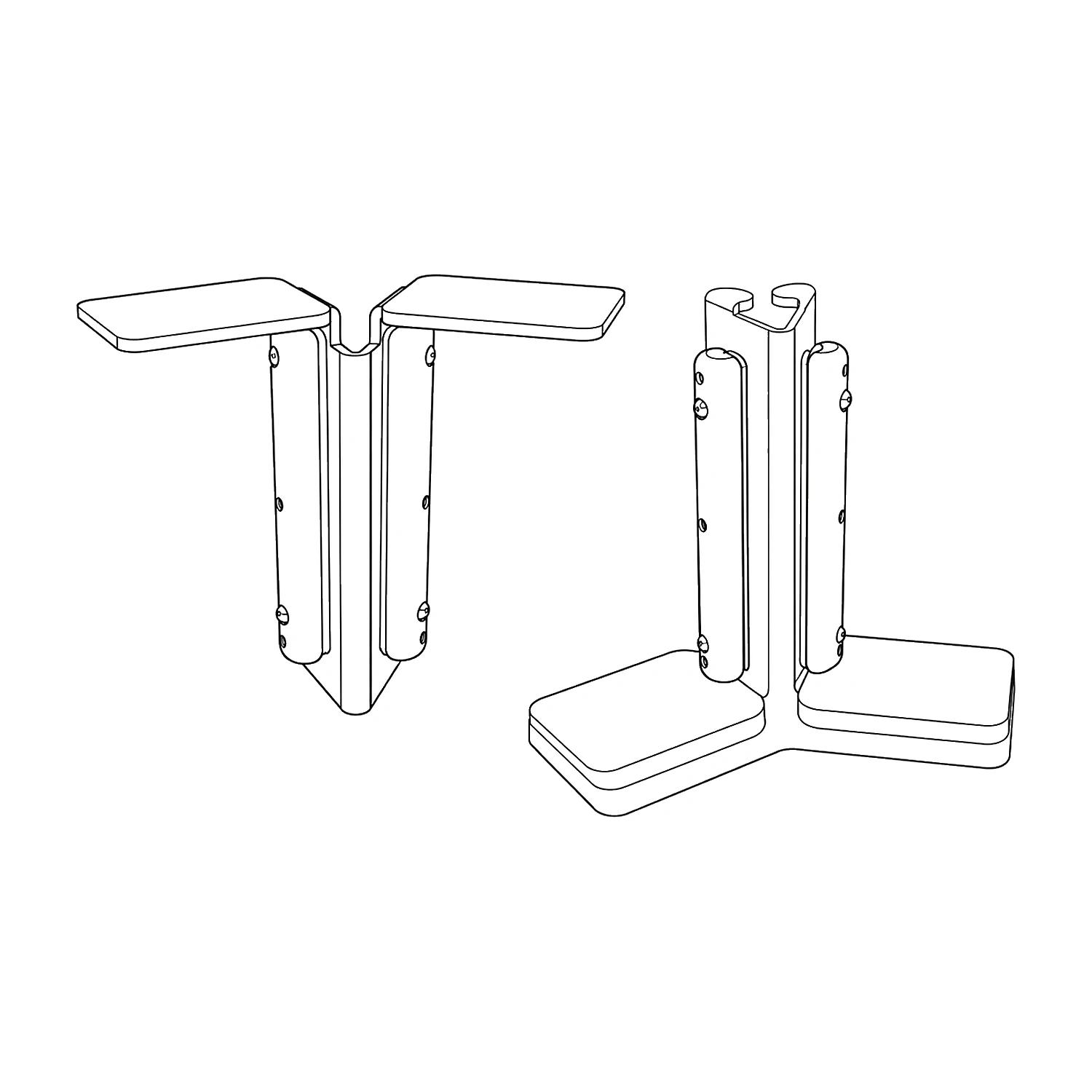 Line drawing of the 45 degree connector top and bottom pieces