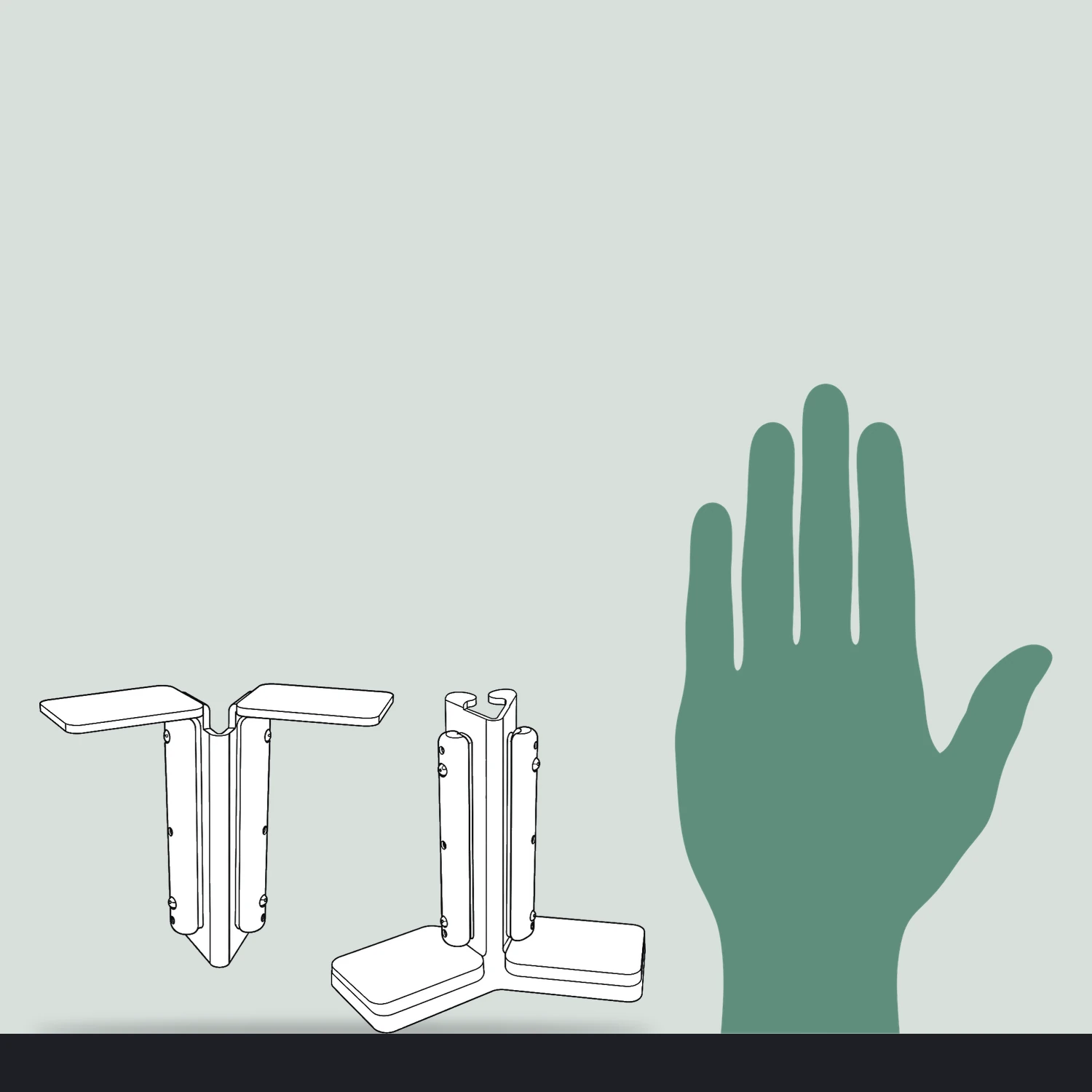 45 degree connector size compared with a hand