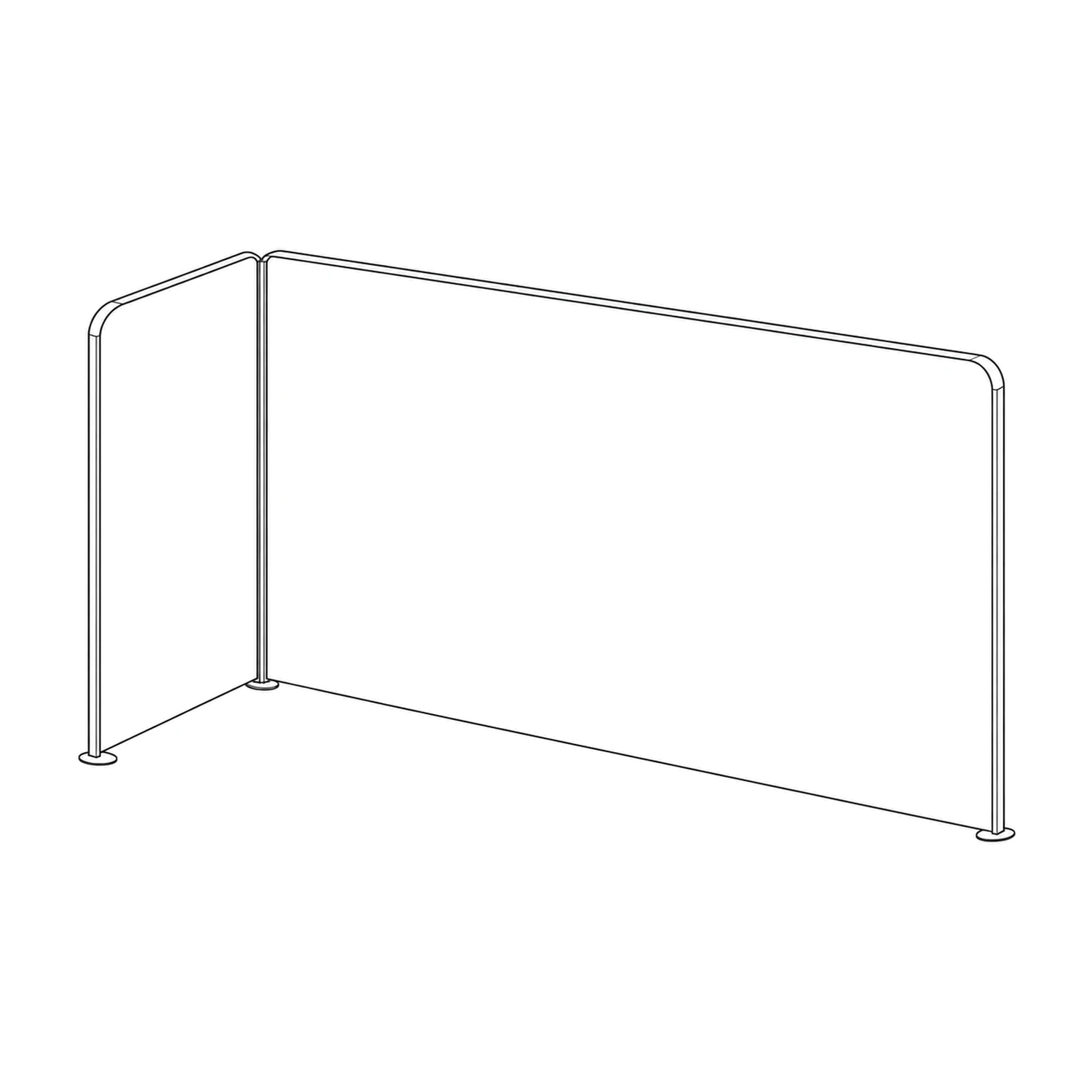 4m x 1m Stretch Fabric Wall Set - Back Wall and One Side Wall line drawing