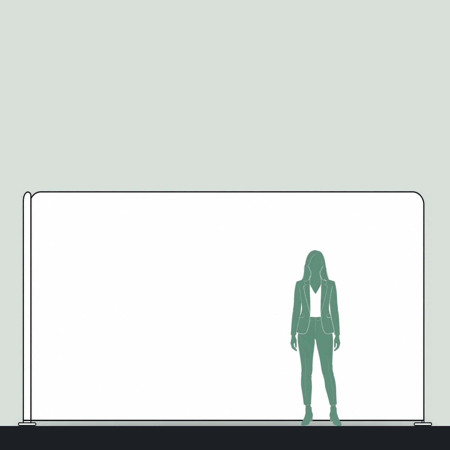 4m x 1m Stretch Fabric Wall Set - Back Wall and One Side Wall size compared with a person