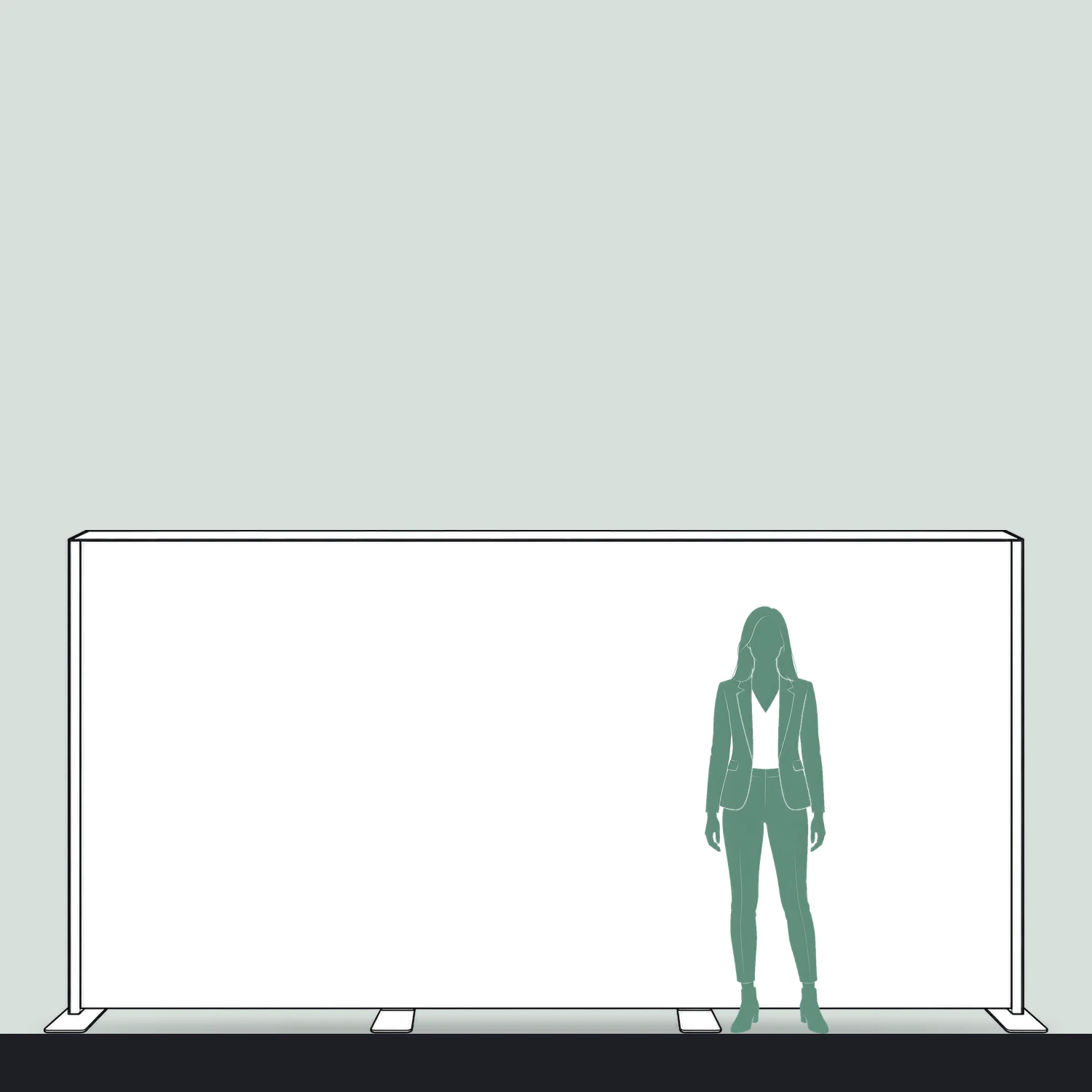 4m x 2m Illuminova Freestanding LED Lightbox Wall size compared with a person