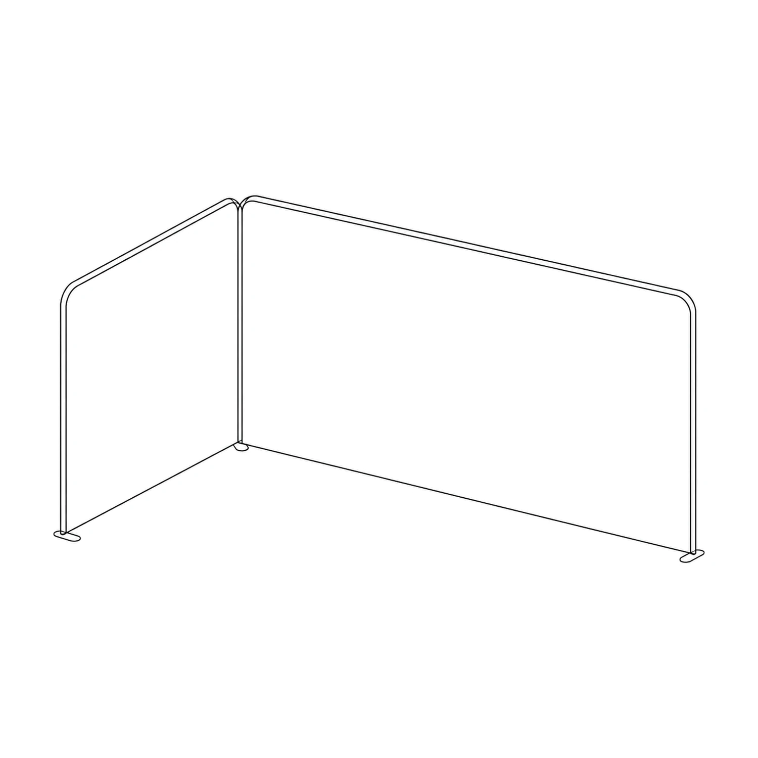 4m x 2m Stretch Fabric Wall Set - Back Wall and One Side Wall line drawing