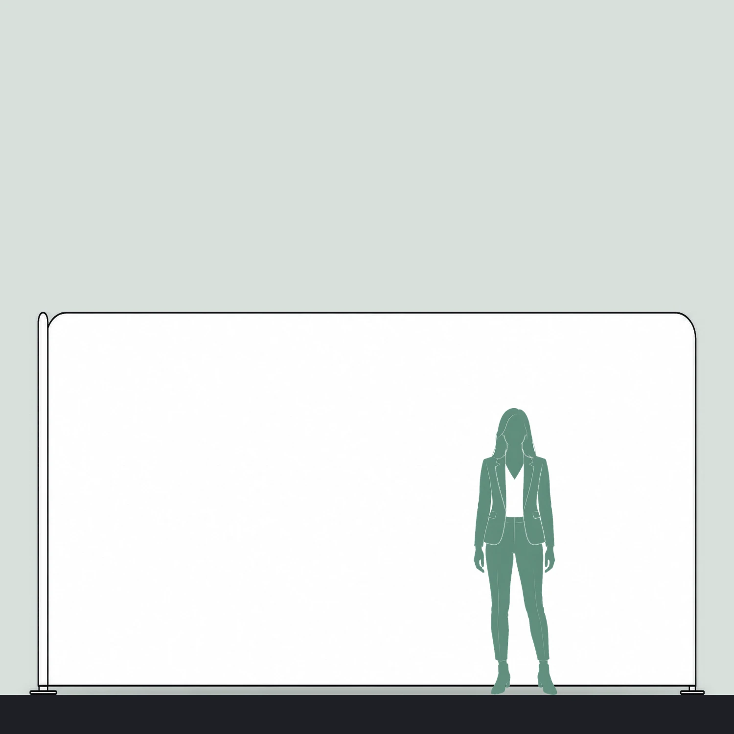 4m x 2m Stretch Fabric Wall Set - Back Wall and One Side Wall size compared with a person