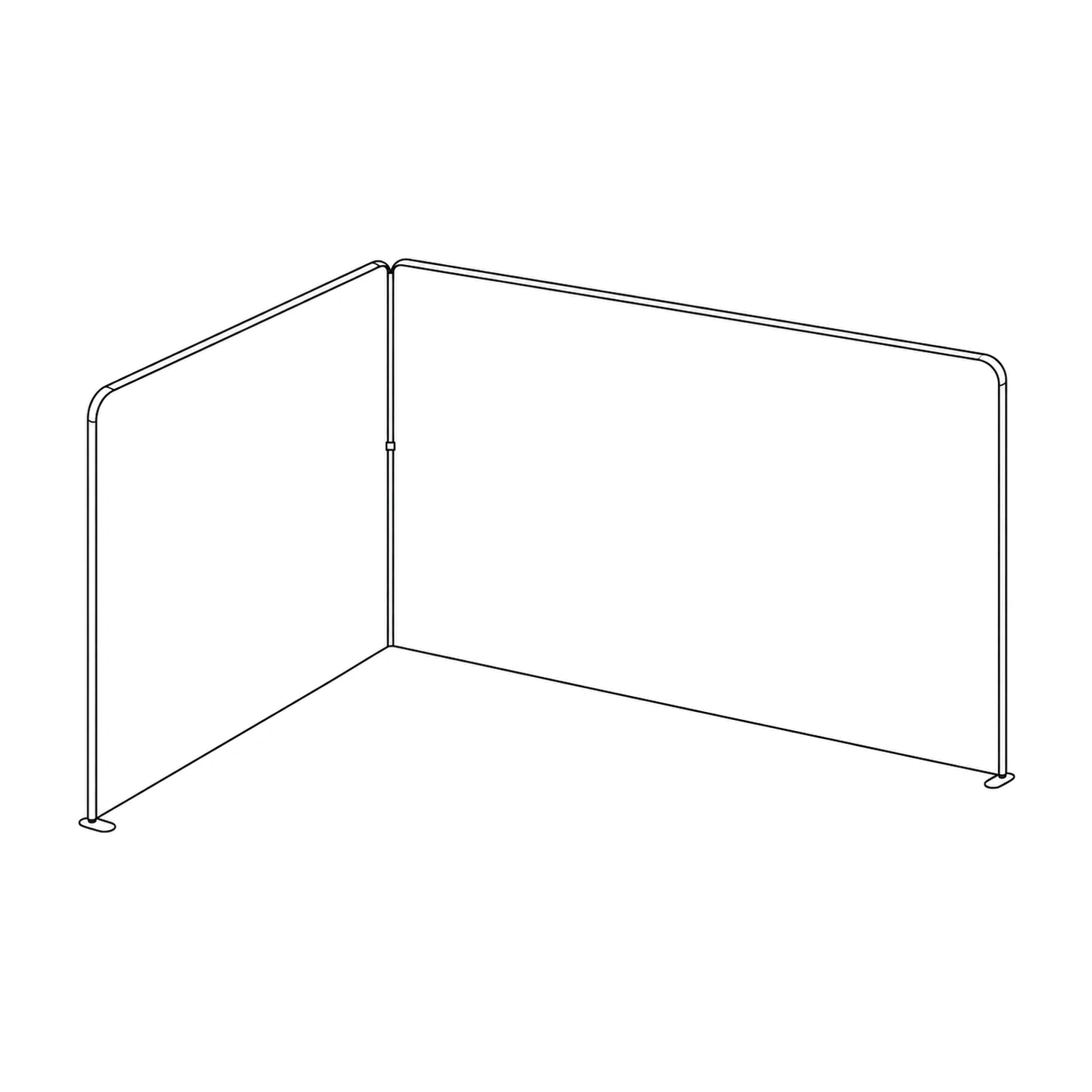4m x 3m Stretch Fabric Wall Set - Back Wall and One Side Wall line drawing