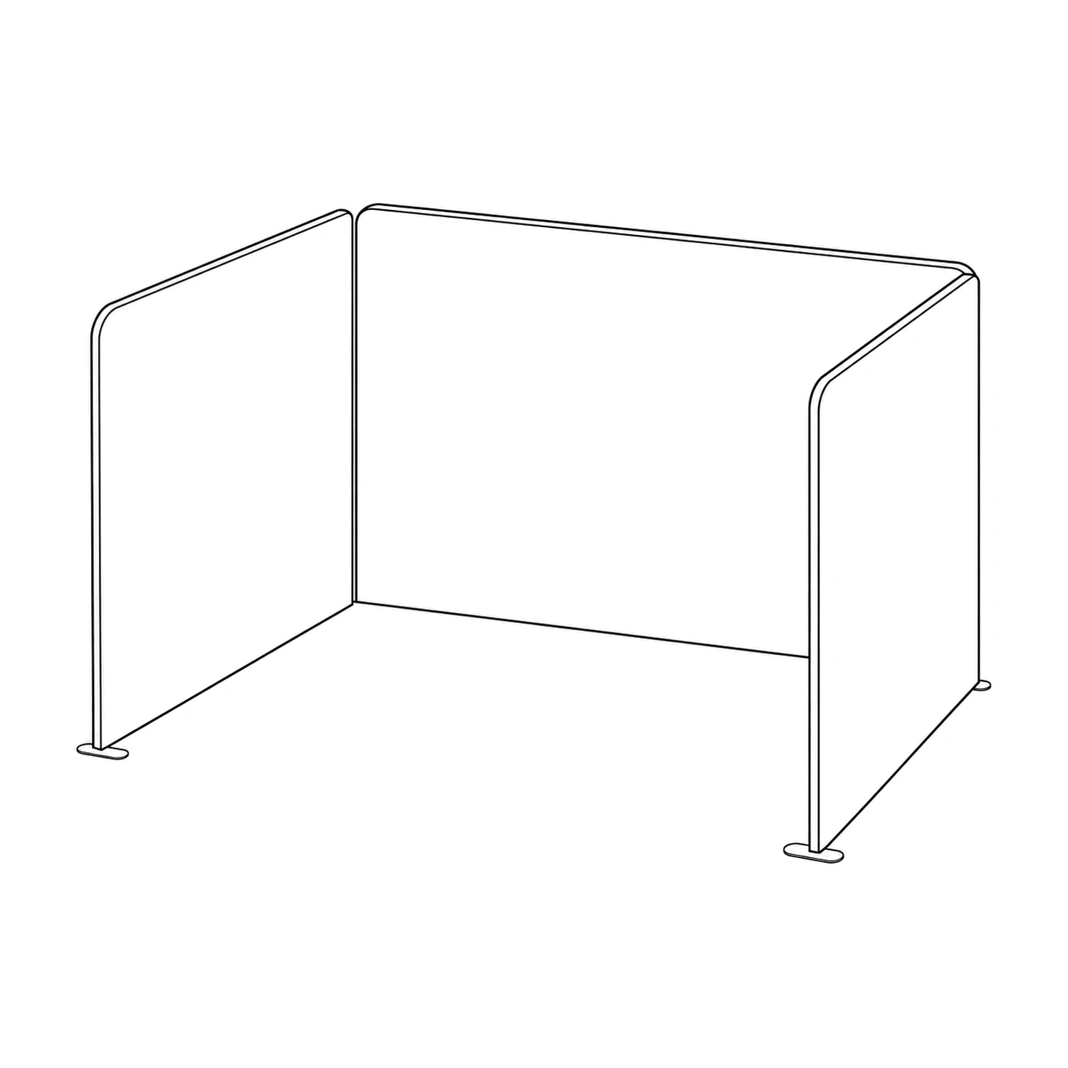 4m x 3m Stretch Fabric Wall Set - Back Wall and Two Side Walls line drawing
