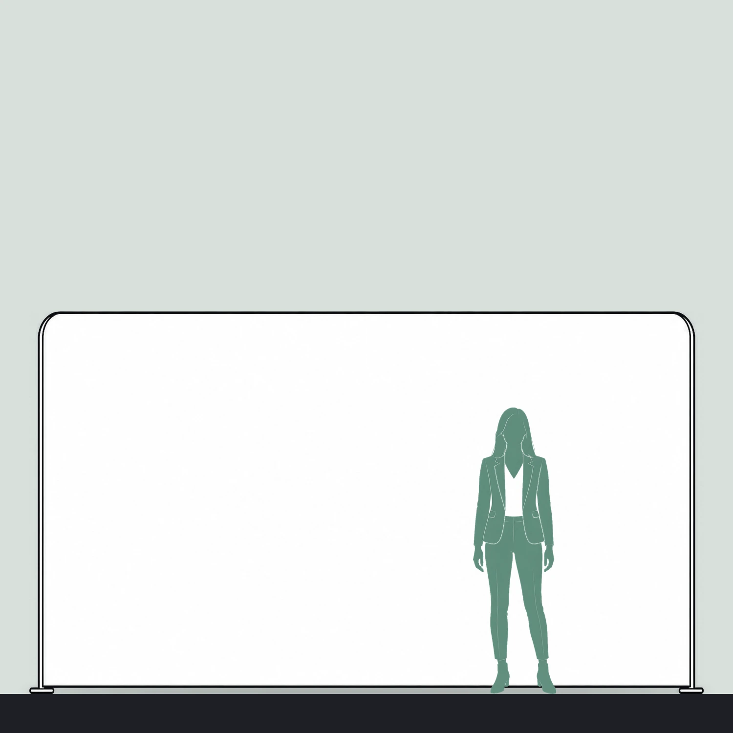 4m x 3m Stretch Fabric Wall Set - Back Wall and Two Side Walls size compared with a person