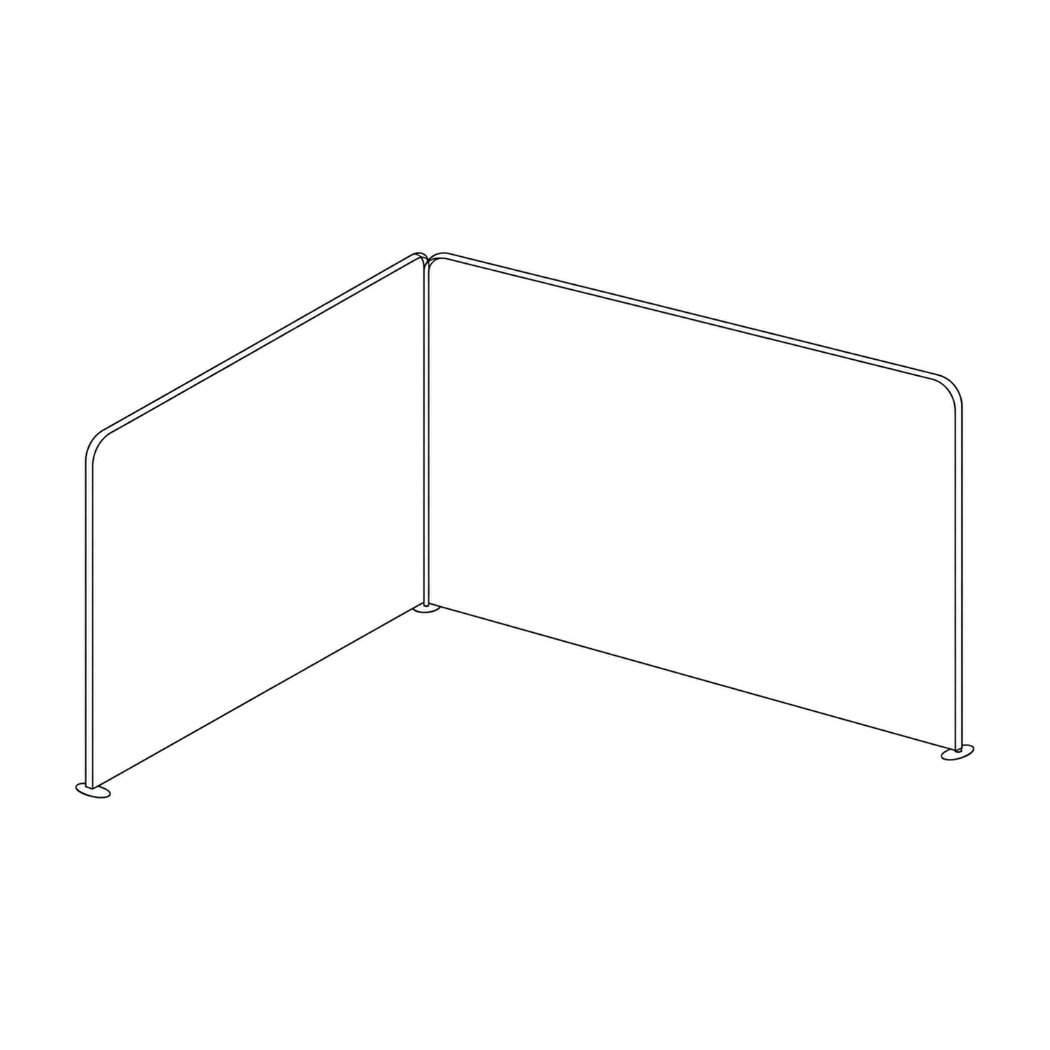 4m x 4m Stretch Fabric Wall Set - Back Wall and One Side Wall line drawing