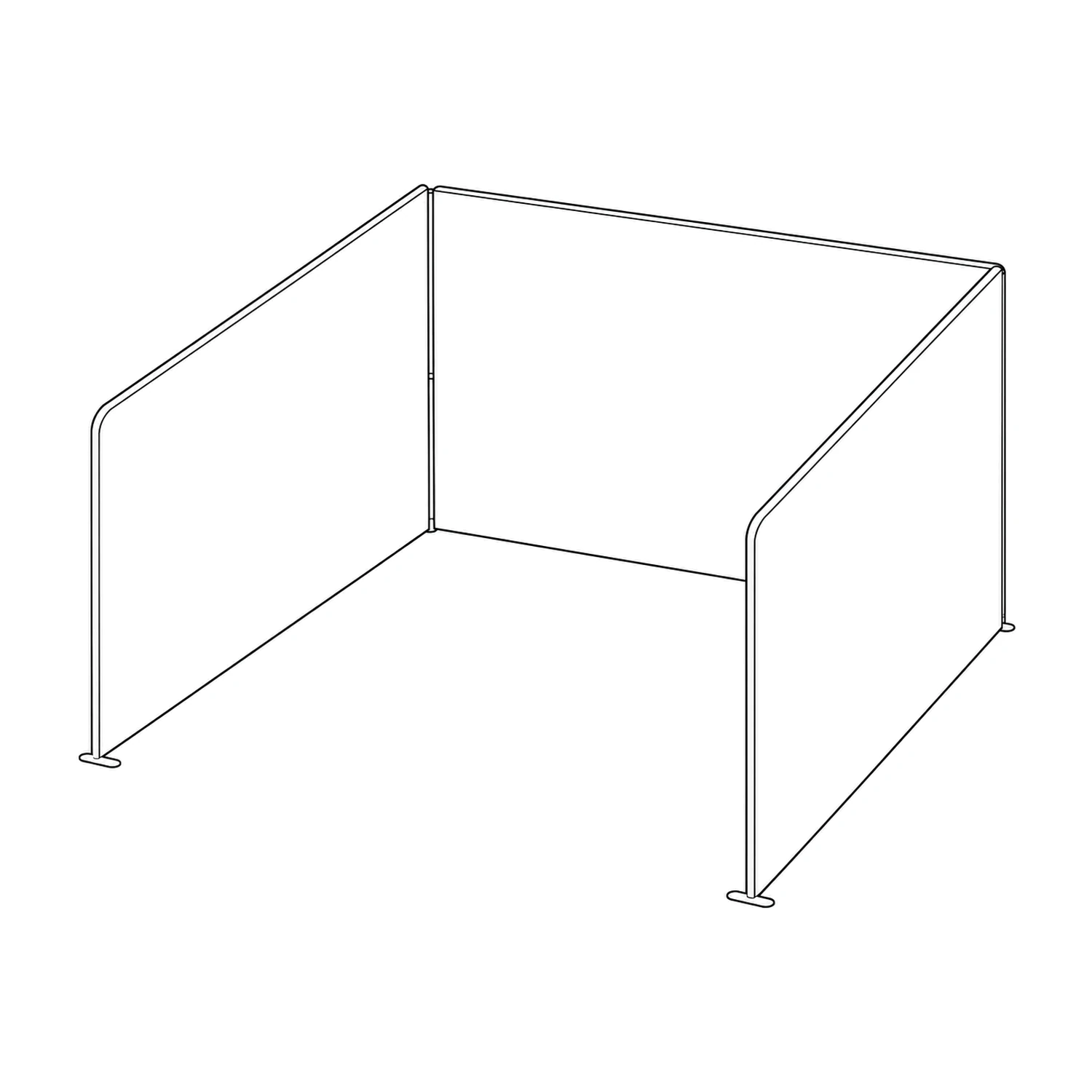 4m x 4m Stretch Fabric Wall Set - Back Wall and Two Side Walls line drawing