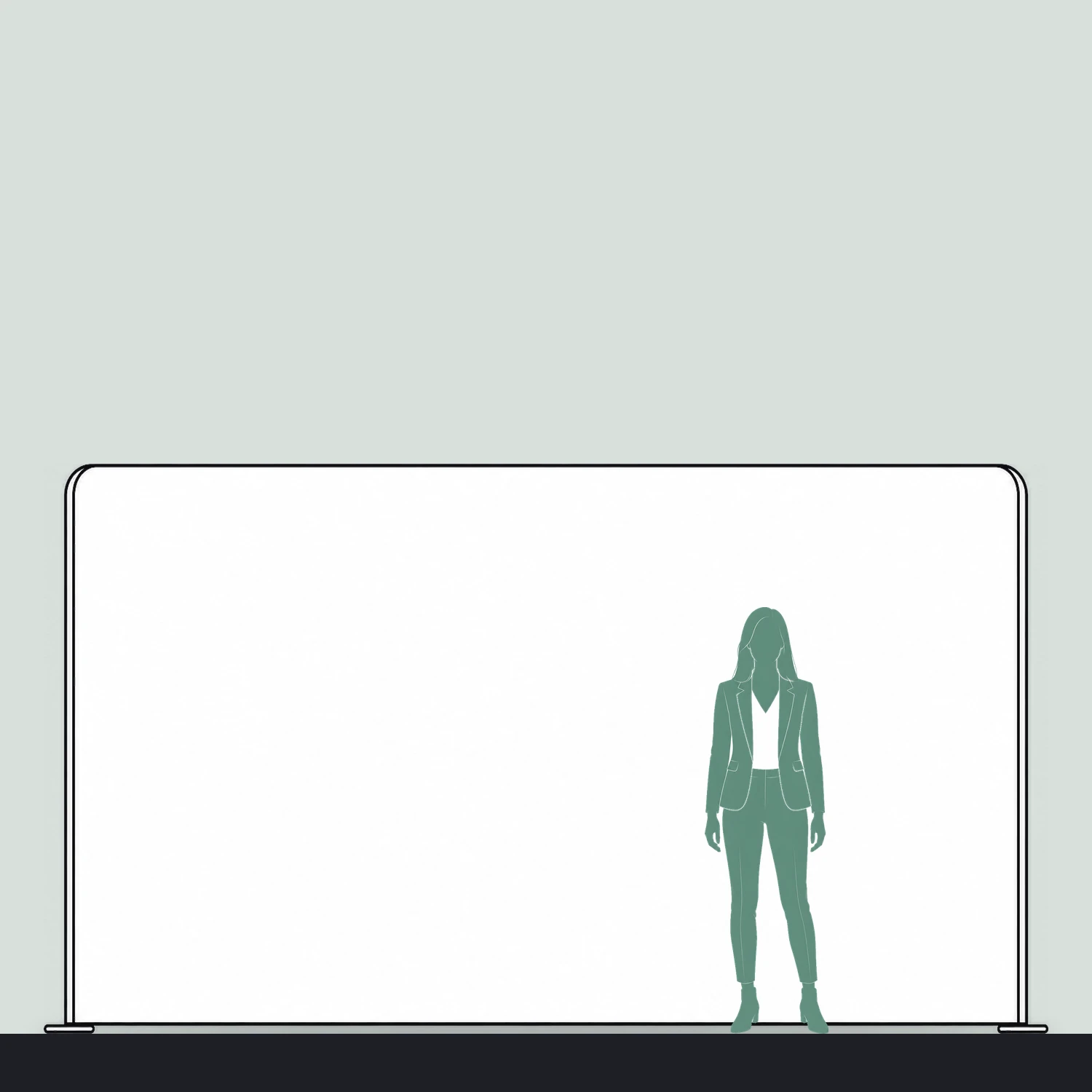 4m x 4m Stretch Fabric Wall Set - Back Wall and Two Side Walls size compared with a person
