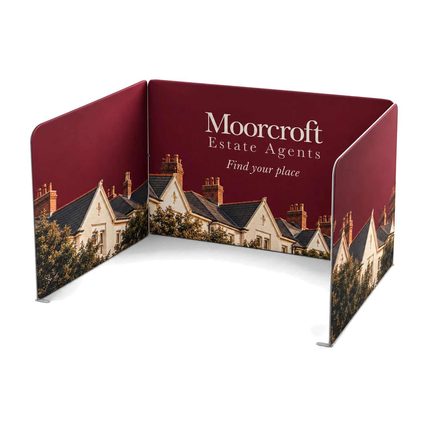 4m x 4m Stretch Fabric Wall Set - Back Wall and Two Side Walls with example artwork