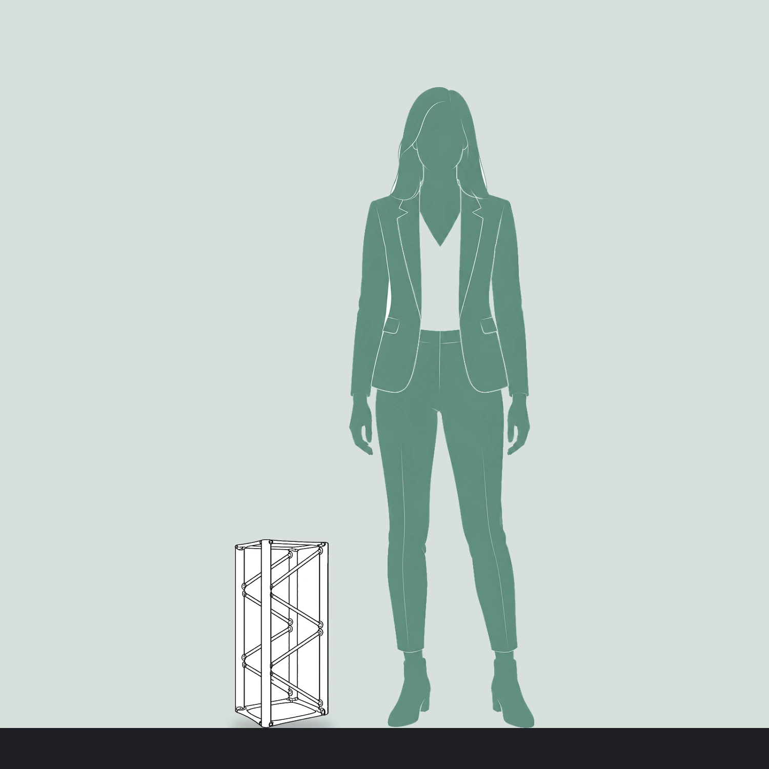 500mm straight truss section size compared with a person