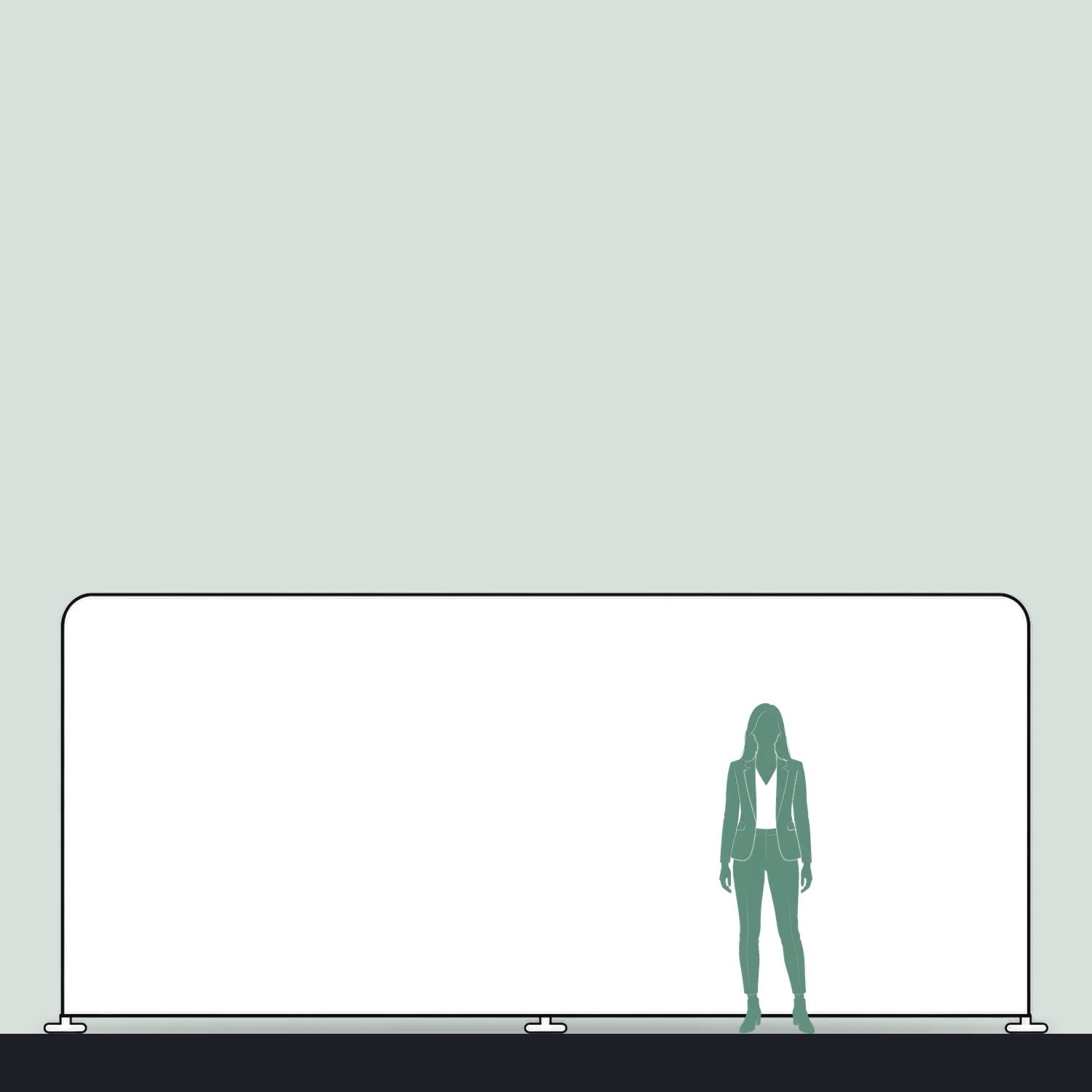 5m Straight Stretch Fabric Display Wall size compared with a person