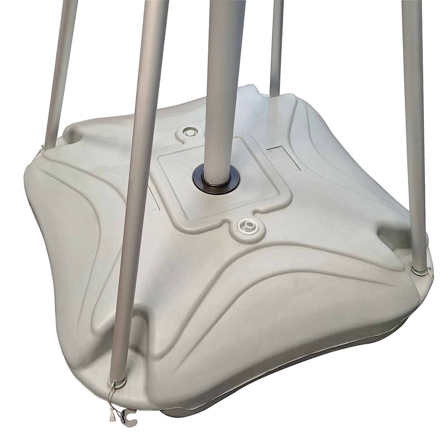 Water-fill base with tripod legs and pole socket