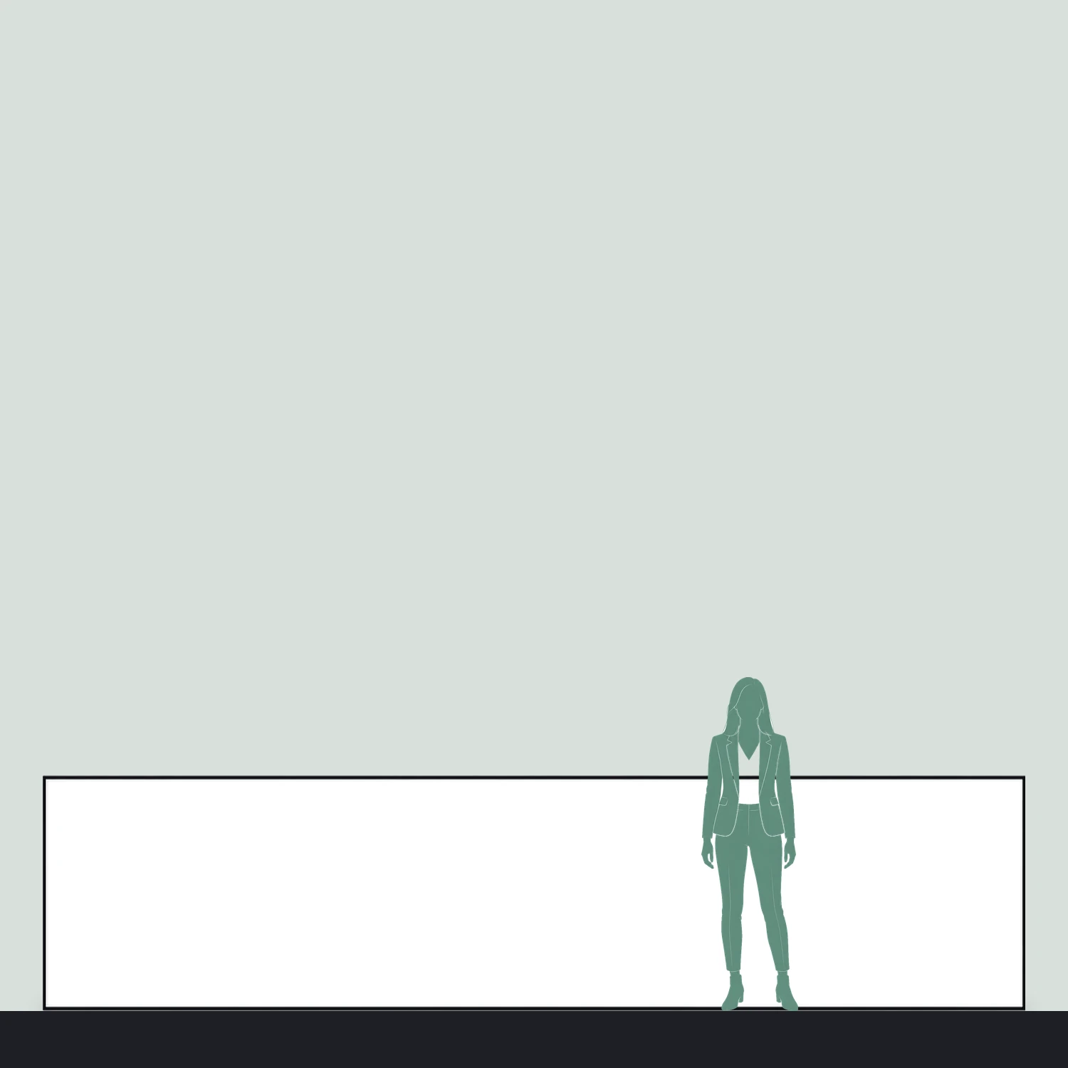 5m x 1.2m Formulate Flat Hanging Fabric Panel size compared with a person