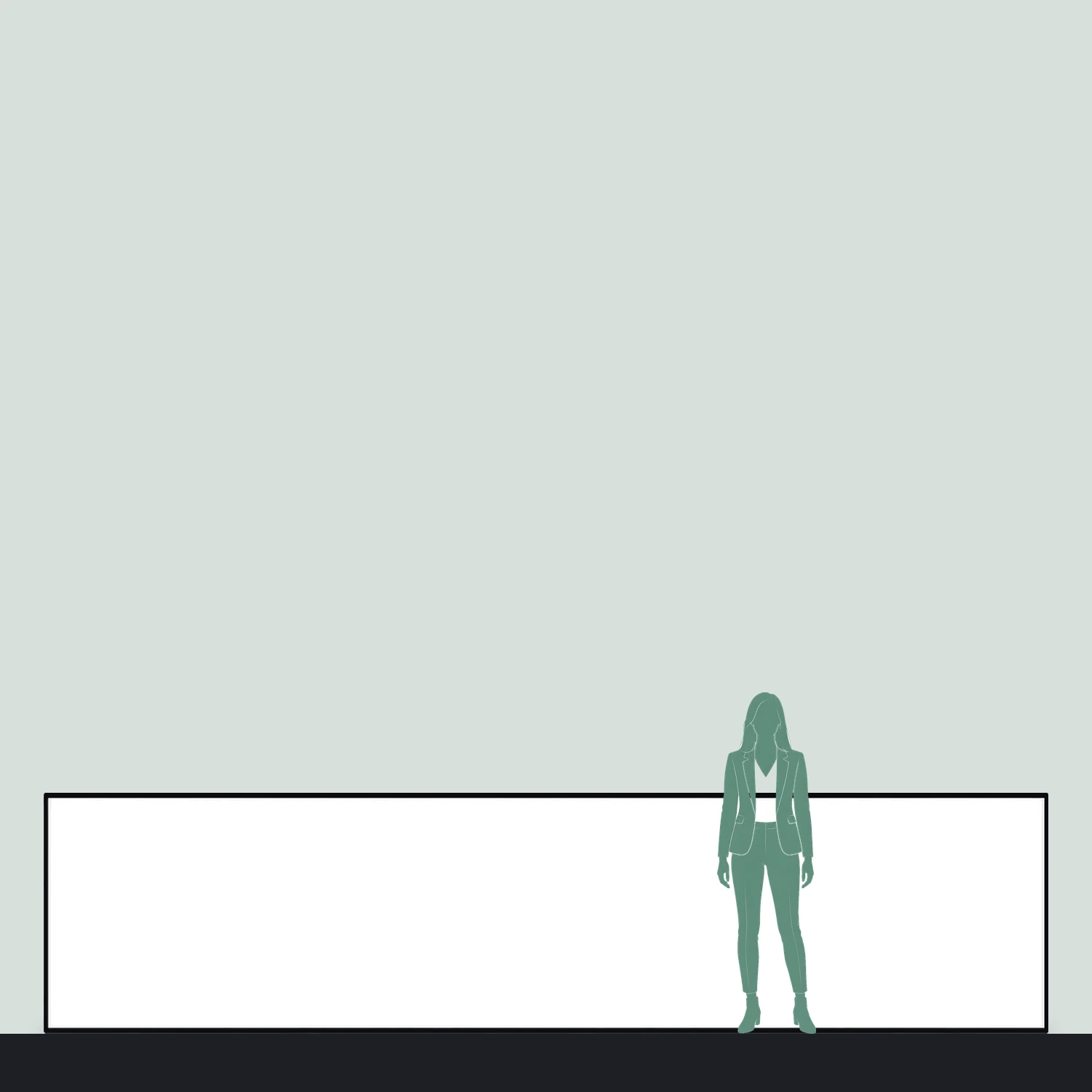 5m x 2.5m x 1.2m Formulate Rectangular Hanging Banner size compared with a person