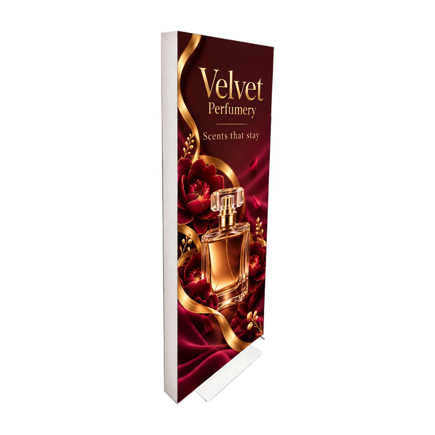 600mm x 1.6m Illumigo Retail LED Lightbox Totem with example artwork